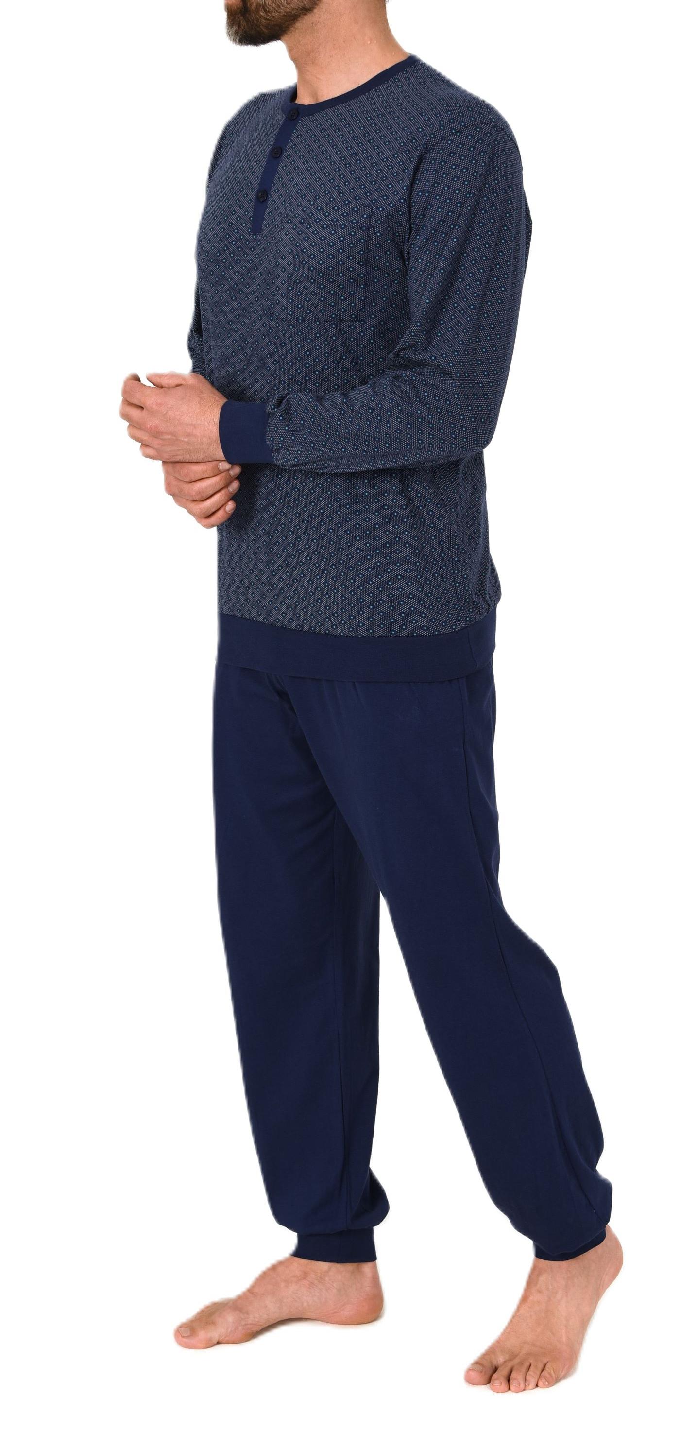 Normann Herren Schlafanzug lang mit Bündchen Pyjama aus 100 % Baumwolle in edler Optik Normann Herren Schlafanzug lang mit Bündchen Pyjama aus 100 % Baumwolle in edler Optik