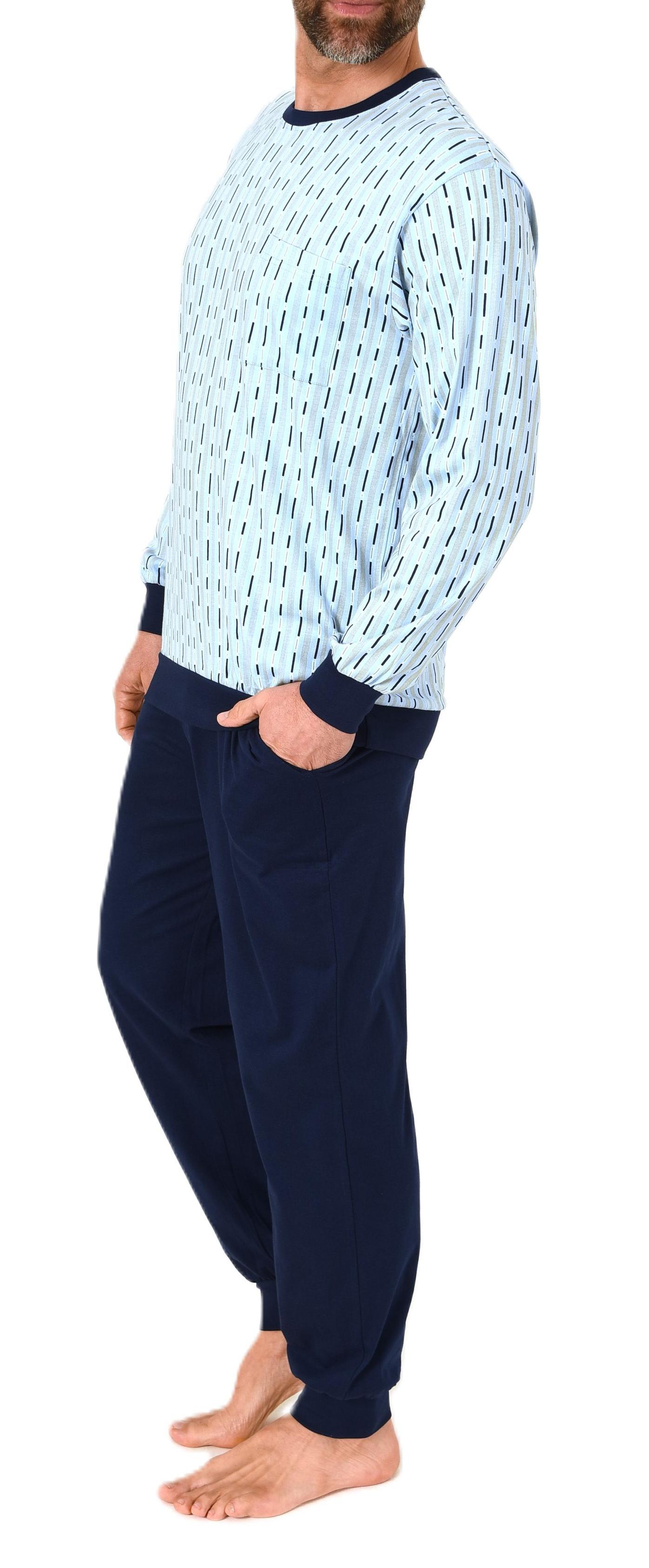 Normann Herren langarm Schlafanzug Pyjama mit Bündchen