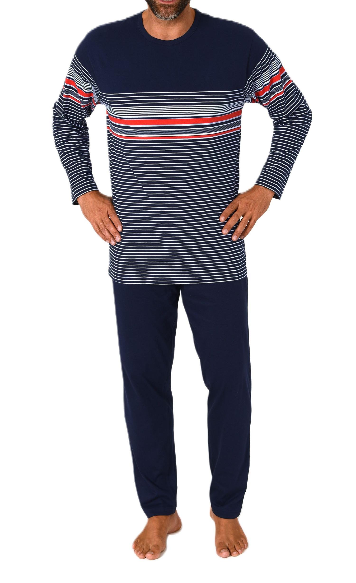 Normann Herren Schlafanzug Pyjama lang in eleganter Streifenoptik – auch in Übergröße Normann Herren Schlafanzug Pyjama lang in eleganter Streifenoptik – auch in Übergröße