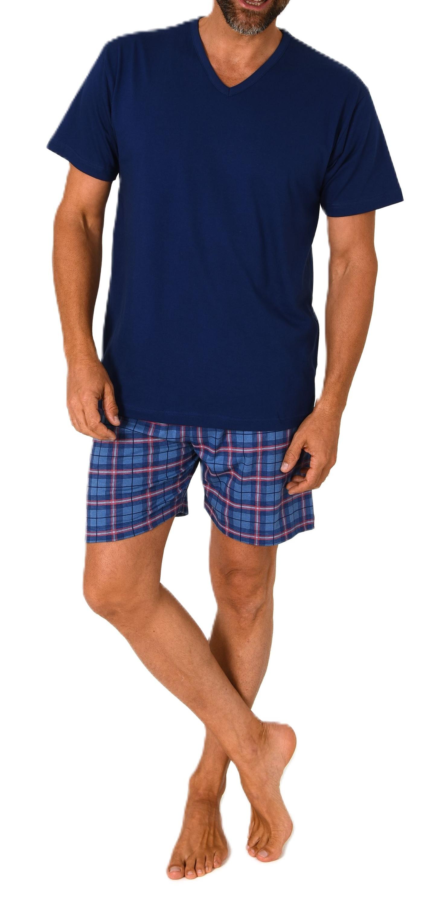 Normann Herren kurzarm Schlafanzug Shorty Pyjama Hose in Karo Optik - auch in Übergrößen