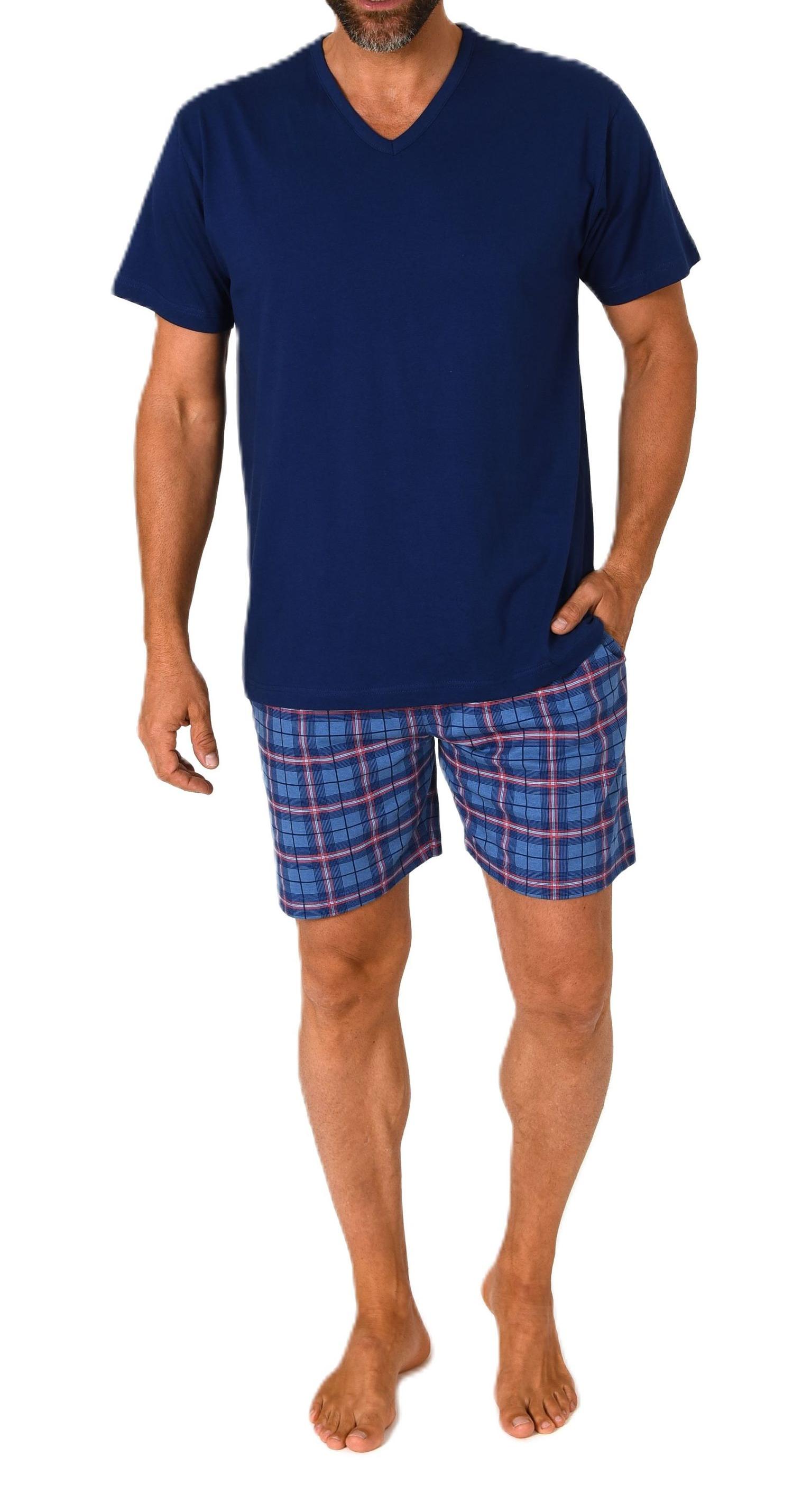 Normann Herren kurzarm Schlafanzug Shorty Pyjama Hose in Karo Optik - auch in Übergrößen
