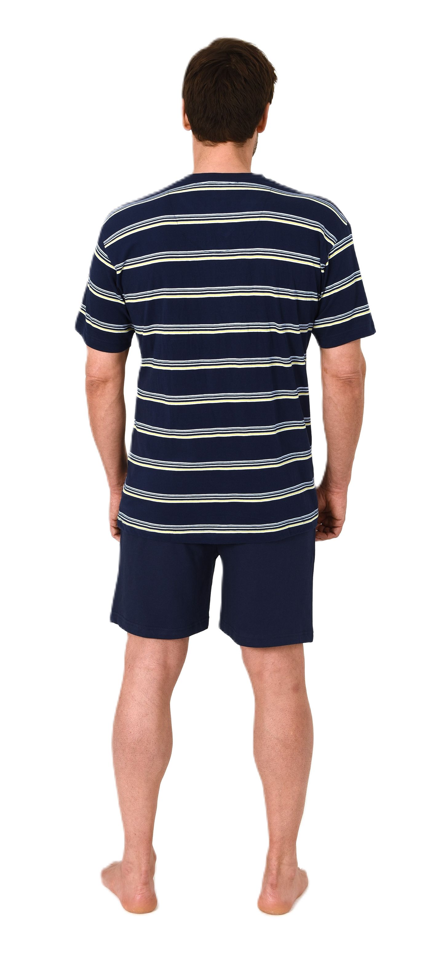 Normann Herren Schlafanzug kurzarm Shorty Pyjama in Streifenoptik und V-Hals Normann Herren Schlafanzug kurzarm Shorty Pyjama in Streifenoptik und V-Hals