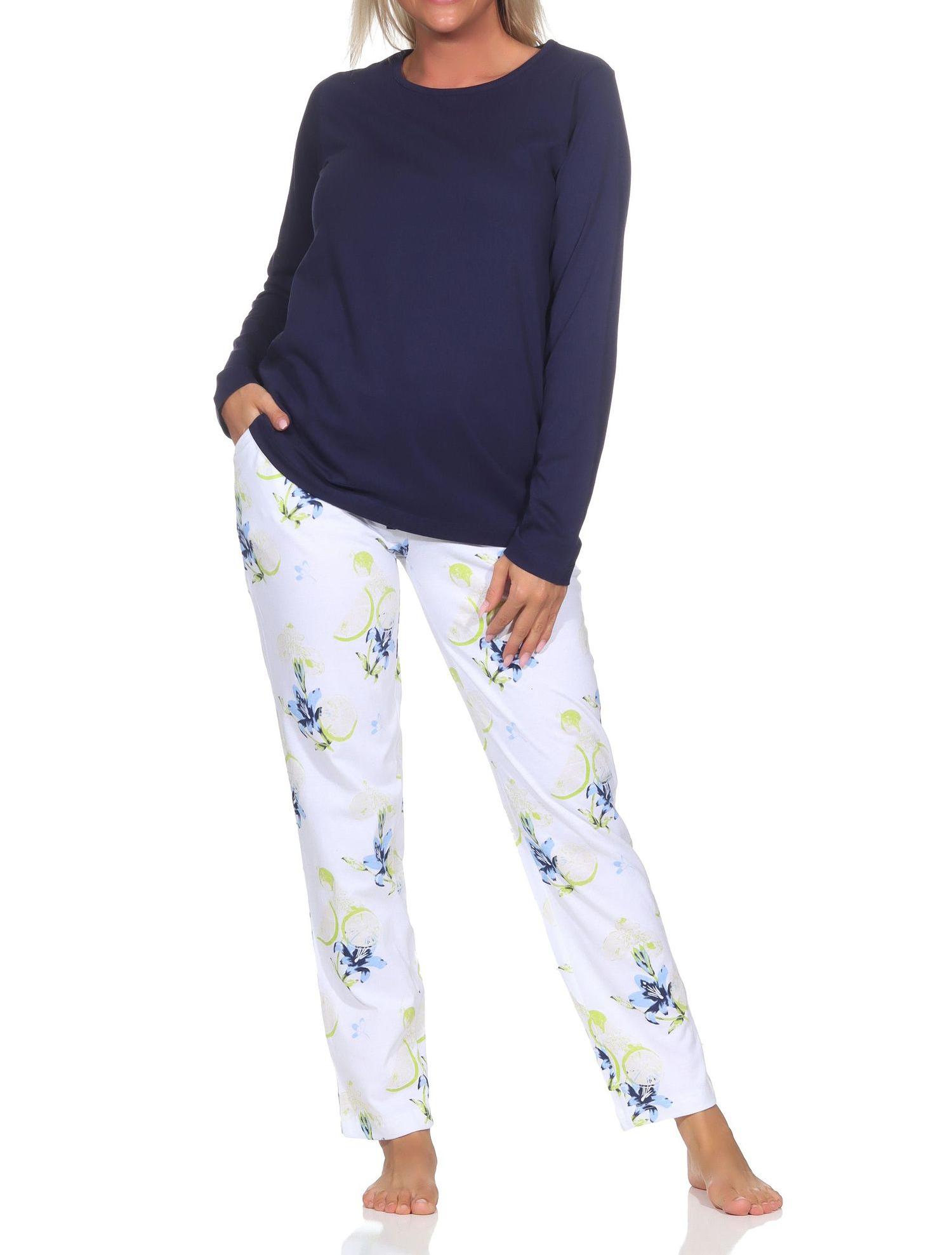 Normann Damen Schlafanzug lang, Pyjamahose mit floralen Print - auch in Übergrößen Normann Damen Schlafanzug lang, Pyjamahose mit floralen Print - auch in Übergrößen