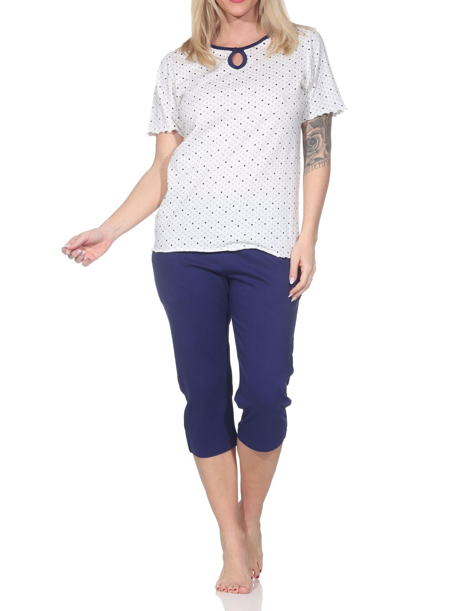 Normann Damen Capri Schlafanzug kurzarm Shorty in Tupfen Punkte Optik – auch in Übergröße Normann Damen Capri Schlafanzug kurzarm Shorty in Tupfen Punkte Optik – auch in Übergröße