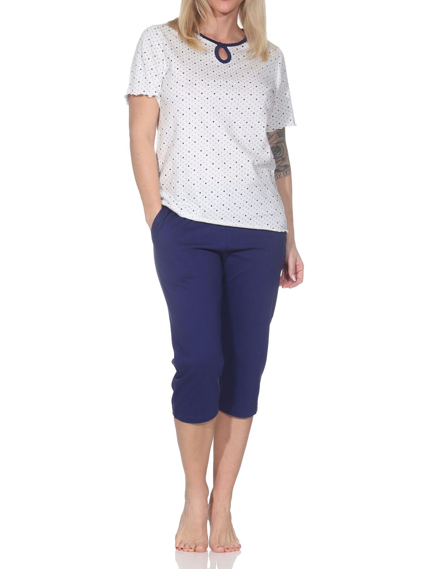 Normann Damen Capri Schlafanzug kurzarm Shorty in Tupfen Punkte Optik – auch in Übergröße Normann Damen Capri Schlafanzug kurzarm Shorty in Tupfen Punkte Optik – auch in Übergröße