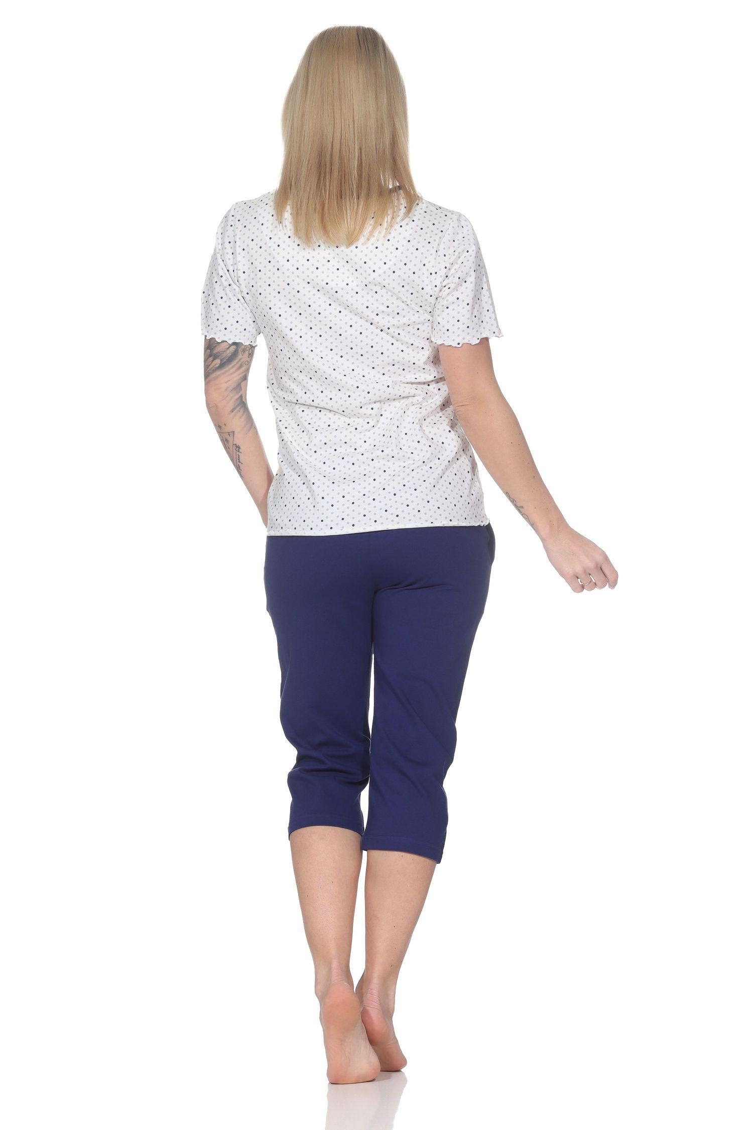 Normann Damen Capri Schlafanzug kurzarm Shorty in Tupfen Punkte Optik – auch in Übergröße Normann Damen Capri Schlafanzug kurzarm Shorty in Tupfen Punkte Optik – auch in Übergröße