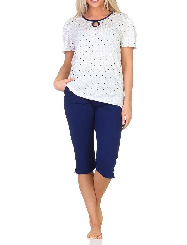 Normann Damen Capri Schlafanzug kurzarm Shorty in Tupfen Punkte Optik - auch in Übergröße Normann Damen Capri Schlafanzug kurzarm Shorty in Tupfen Punkte Optik – auch in Übergröße
