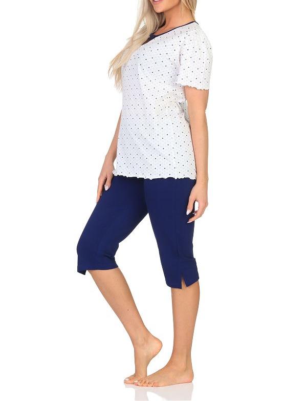 Normann Damen Capri Schlafanzug kurzarm Shorty in Tupfen Punkte Optik - auch in Übergröße Normann Damen Capri Schlafanzug kurzarm Shorty in Tupfen Punkte Optik – auch in Übergröße