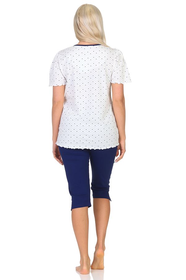 Normann Damen Capri Schlafanzug kurzarm Shorty in Tupfen Punkte Optik - auch in Übergröße Normann Damen Capri Schlafanzug kurzarm Shorty in Tupfen Punkte Optik – auch in Übergröße