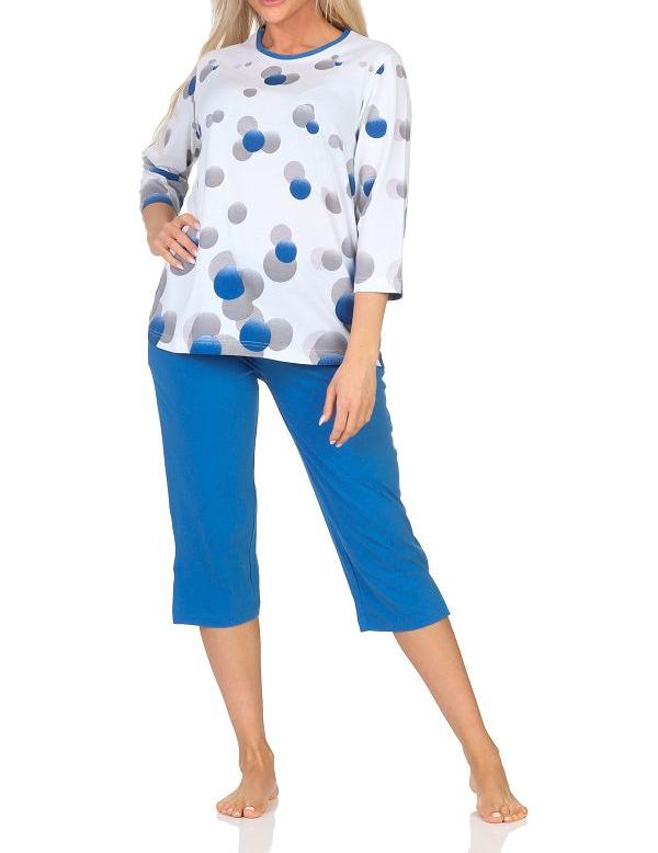 Normann Damen kurzarm Schlafanzug Capri Pyjama in Tupfen-Punkte Optik - auch in Übergröße Normann Damen kurzarm Schlafanzug Capri Pyjama in Tupfen-Punkte Optik - auch in Übergröße