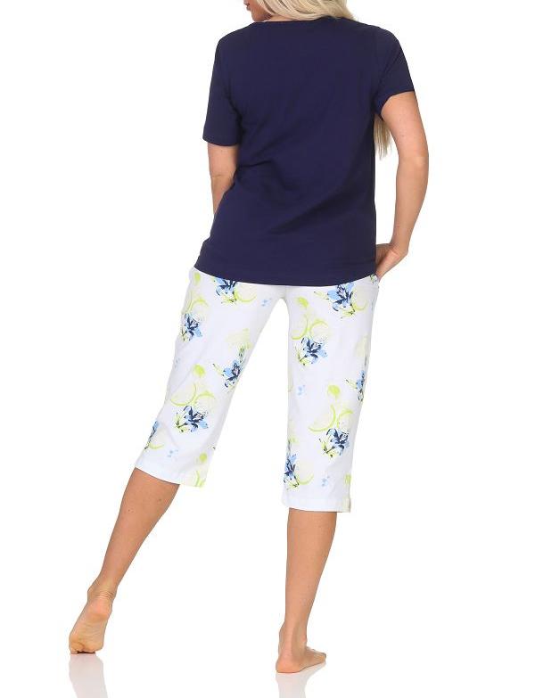 Normann Damen Schlafanzug kurzarm, Capri Pyjamahose mit floralen Print - auch in Übergröße Normann Damen Schlafanzug kurzarm, Capri Pyjamahose mit floralen Print - auch in Übergröße