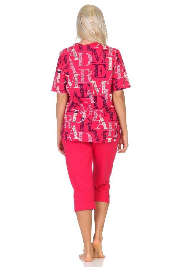 Normann Damen kurzarm Capri Schlafanzug Shorty Pyjama - auch in Übergrössen