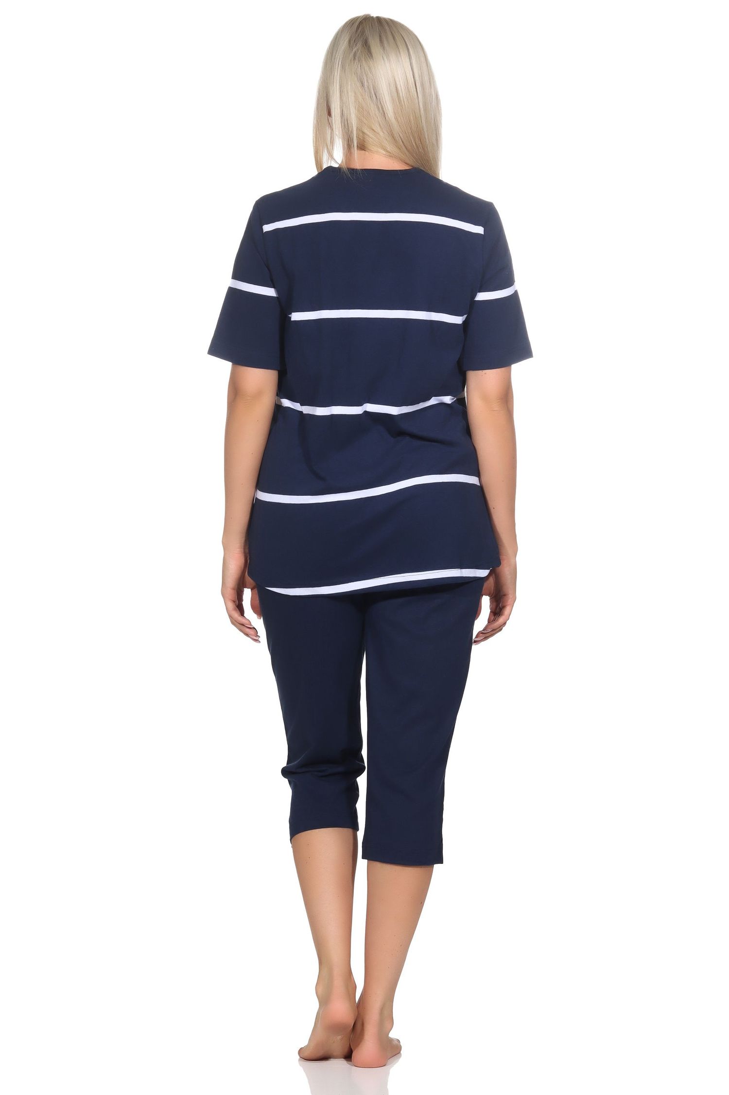 Maritimer Damen kurzarm Capri Schlafanzug Shorty mit Anker Motiv - auch in Übergröße Maritimer Damen kurzarm Capri Schlafanzug Shorty mit Anker Motiv - auch in Übergröße