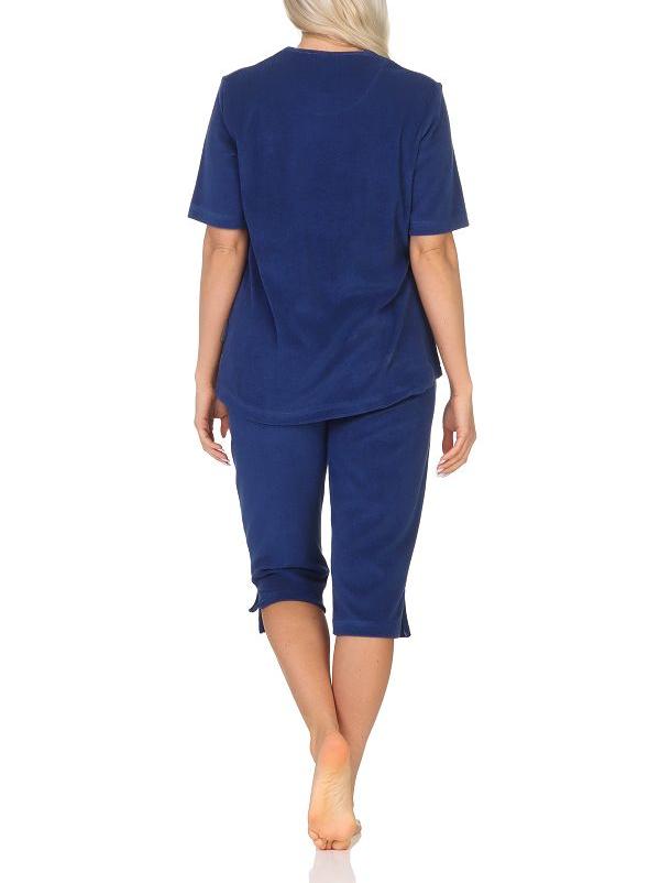 Normann Damen kurzarm Frottee Capri Schlafanzug Shorty Pyjama – ideal auch als Homewear