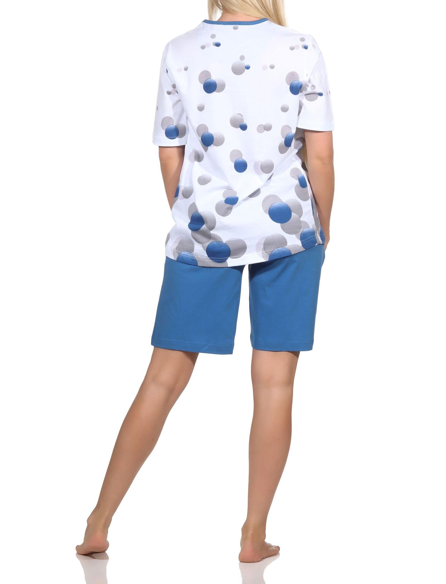Normann Damen kurzarm Schlafanzug Shorty Pyjama in Tupfen-Punkte Optik - auch in Übergröße