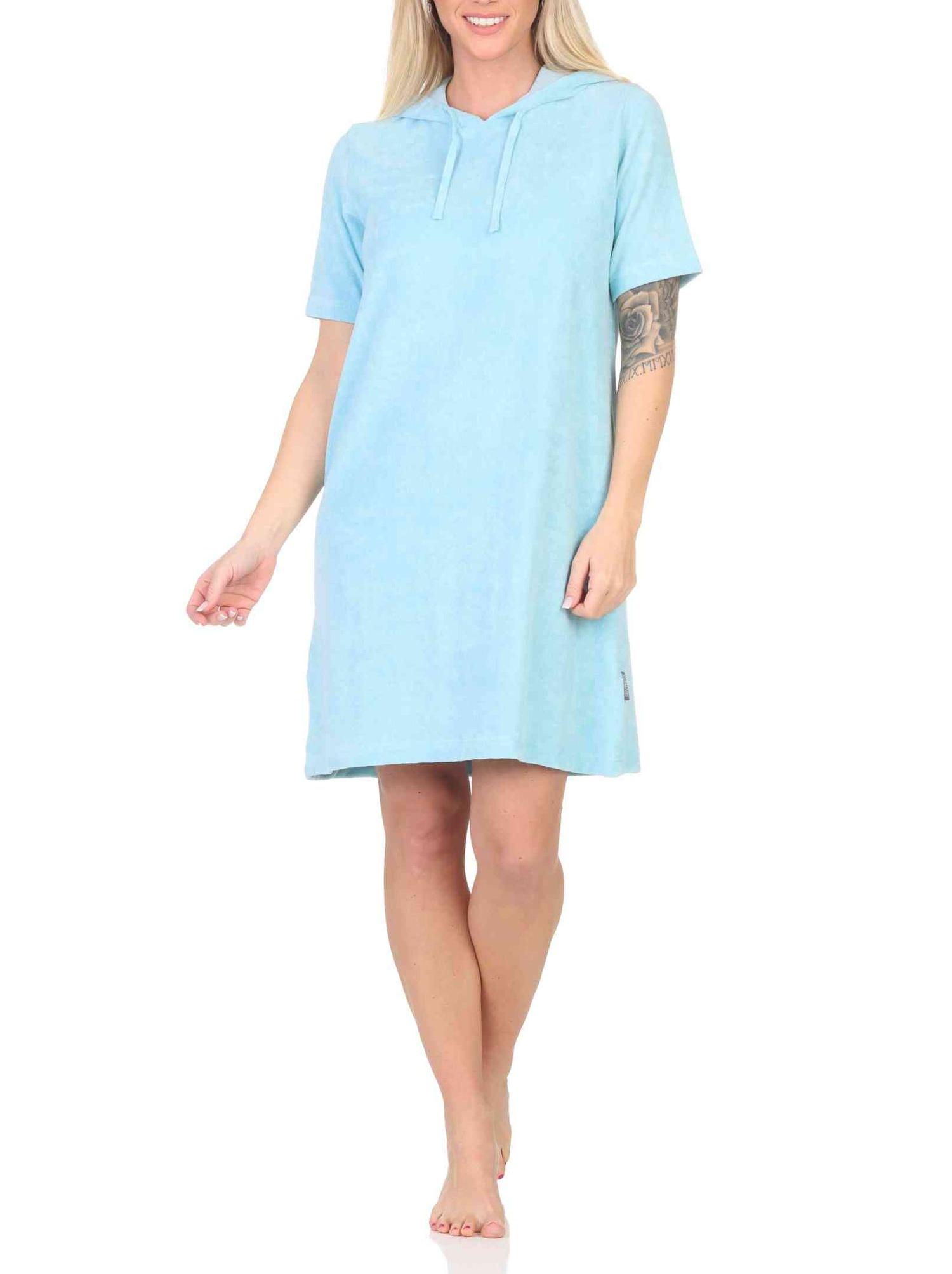 Normann Damen Frottee kurzarm Nachthemd – ideal auch als Beachwear oder Homewear