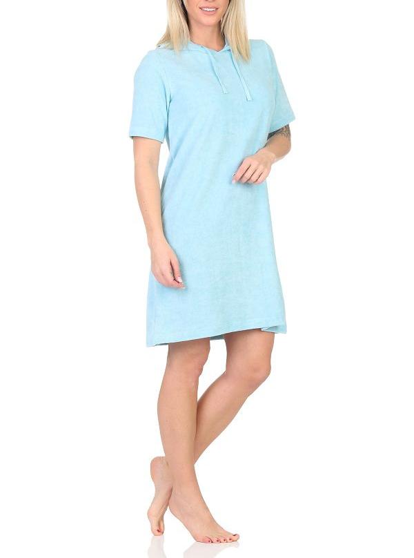 Normann Damen Frottee kurzarm Nachthemd – ideal auch als Beachwear oder Homewear