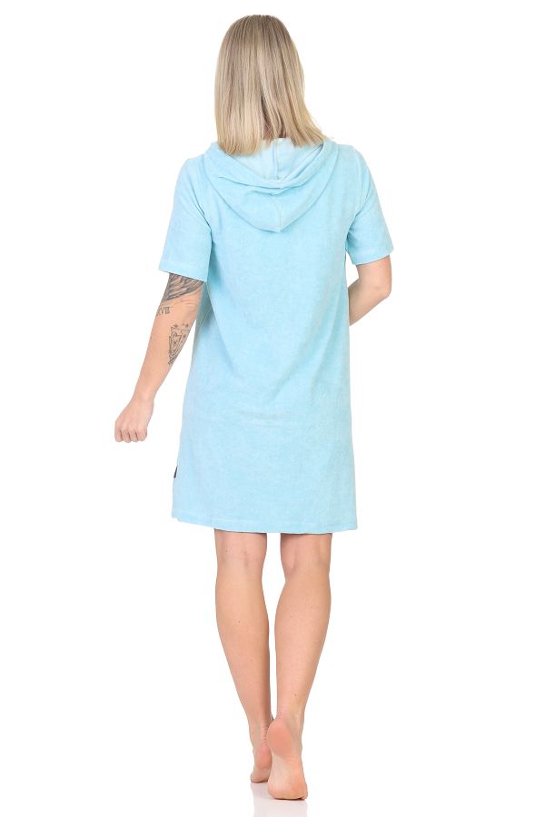 Normann Damen Frottee kurzarm Nachthemd – ideal auch als Beachwear oder Homewear