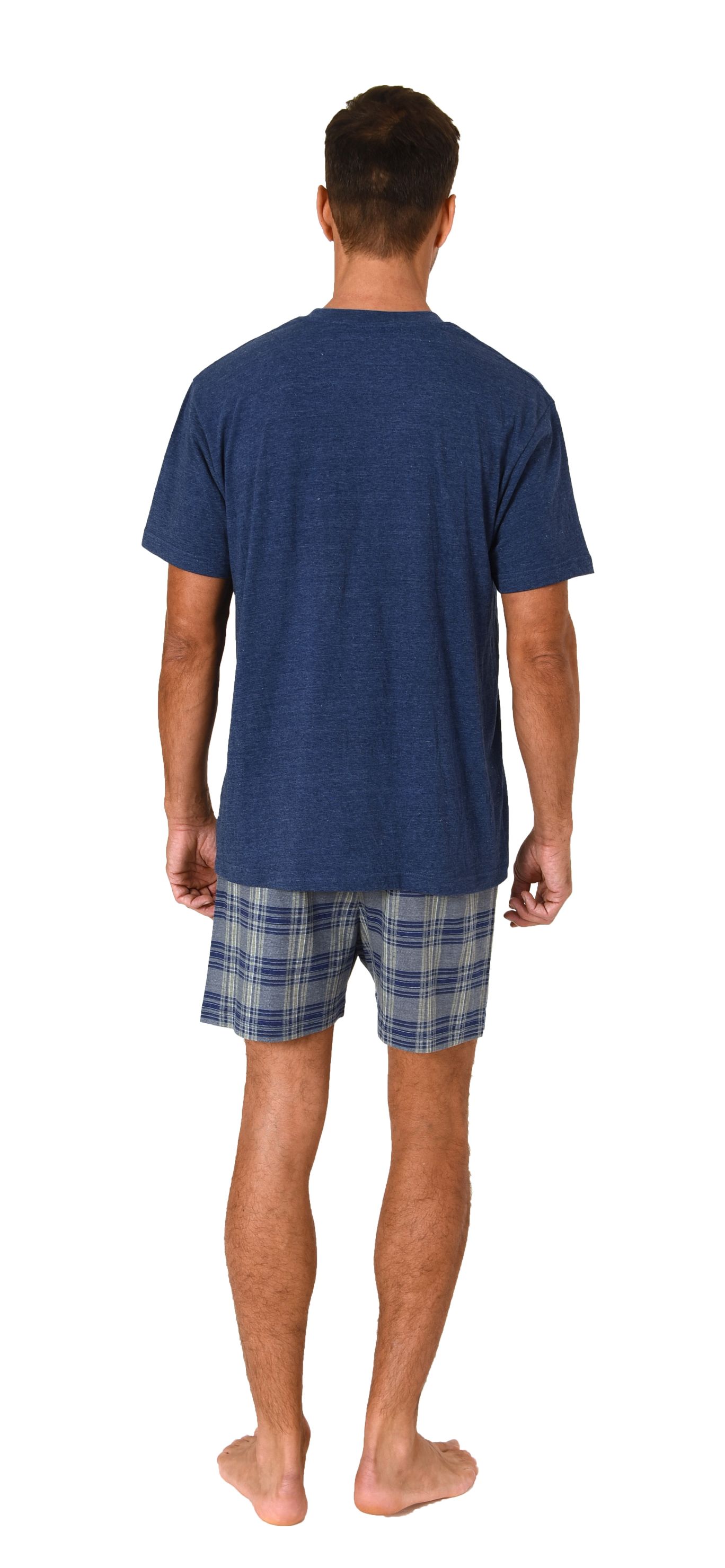 Normann Herren kurzarm Schlafanzug Shorty Pyjama Hose in Karo Optik