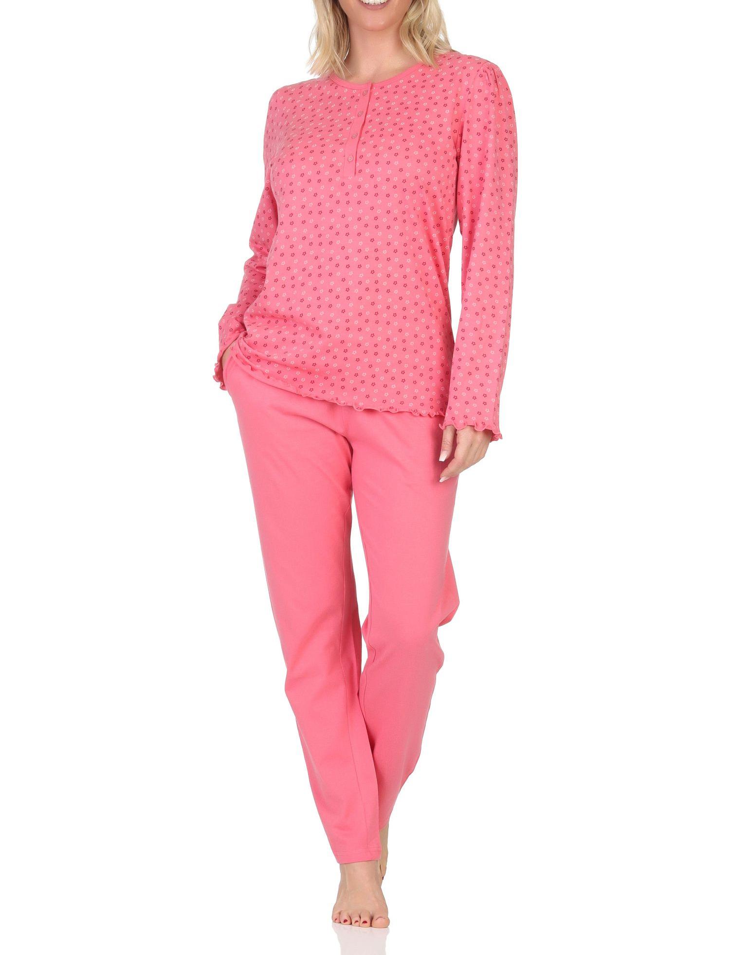 Normann Damen langarm Schlafanzug Pyjama im eleganten Minimal-Print Normann Damen langarm Schlafanzug Pyjama im eleganten Minimal-Print
