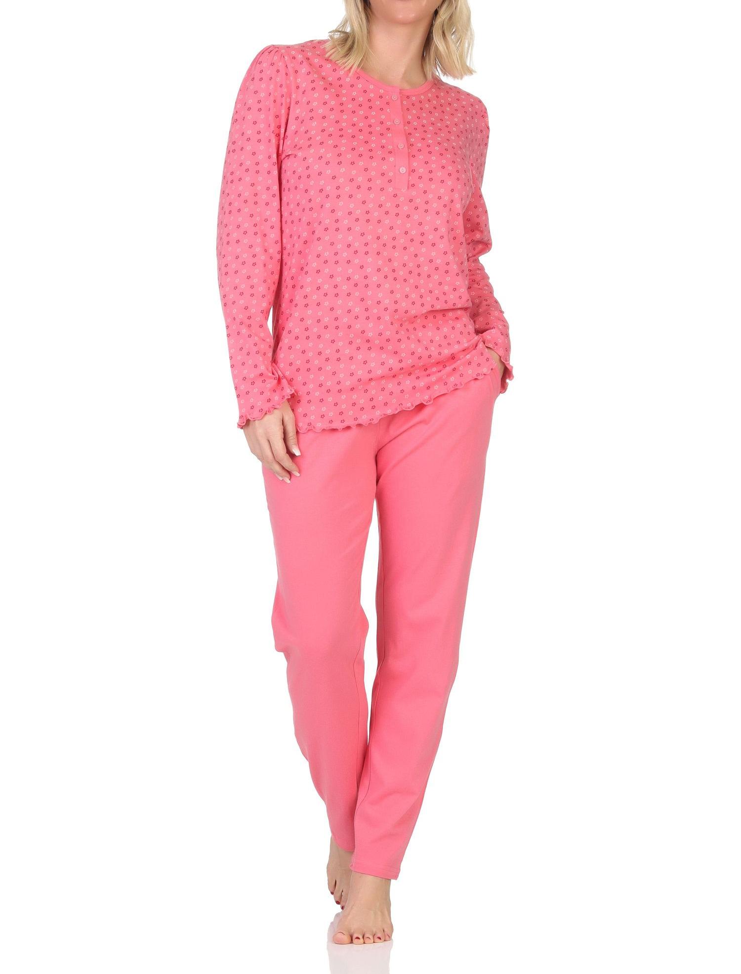 Normann Damen langarm Schlafanzug Pyjama im eleganten Minimal-Print Normann Damen langarm Schlafanzug Pyjama im eleganten Minimal-Print