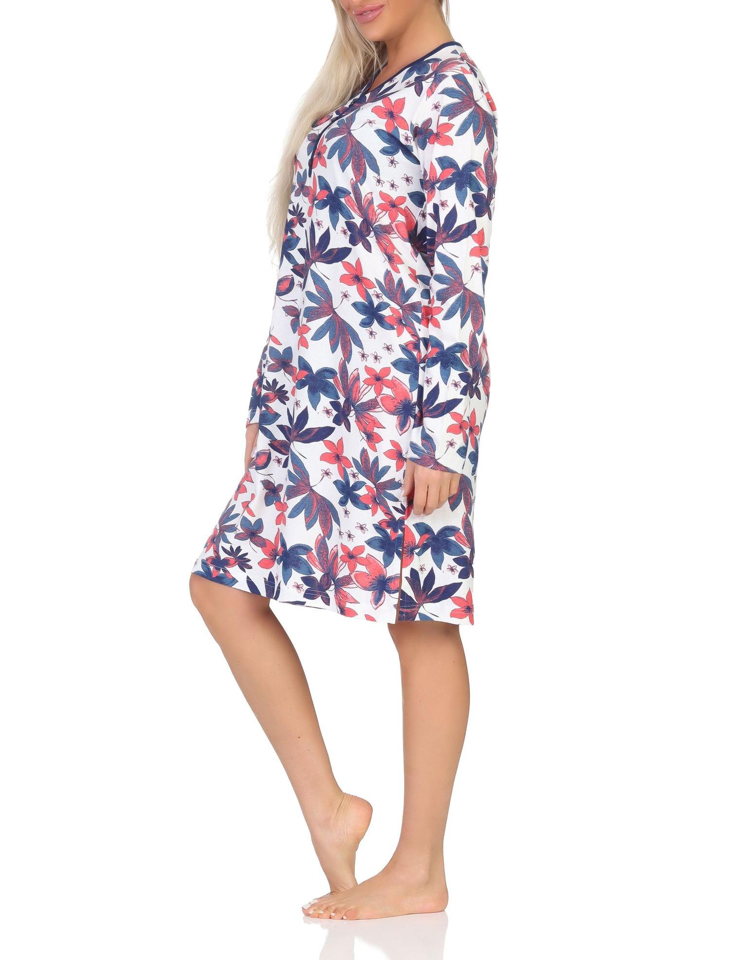 Normann Damen Nachthemd langarm Sleepshirt in floralem Design - auch in Übergrössen Normann Damen Nachthemd langarm Sleepshirt in floralem Design - auch in Übergrössen