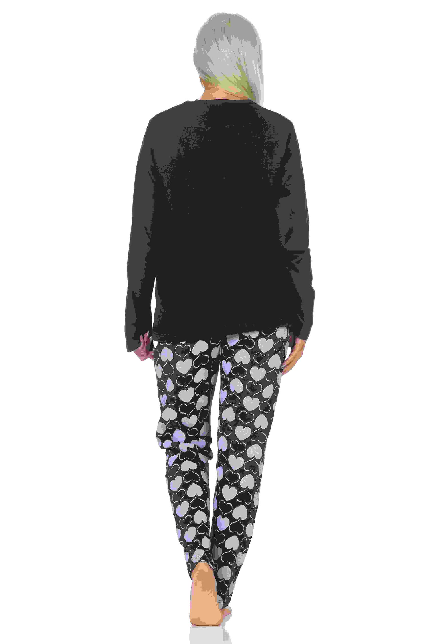 Normann Damen Schlafanzug langarm Pyjama in Herz Tupfen Punkte Optik Normann Damen Schlafanzug langarm Pyjama in Herz Tupfen Punkte Optik