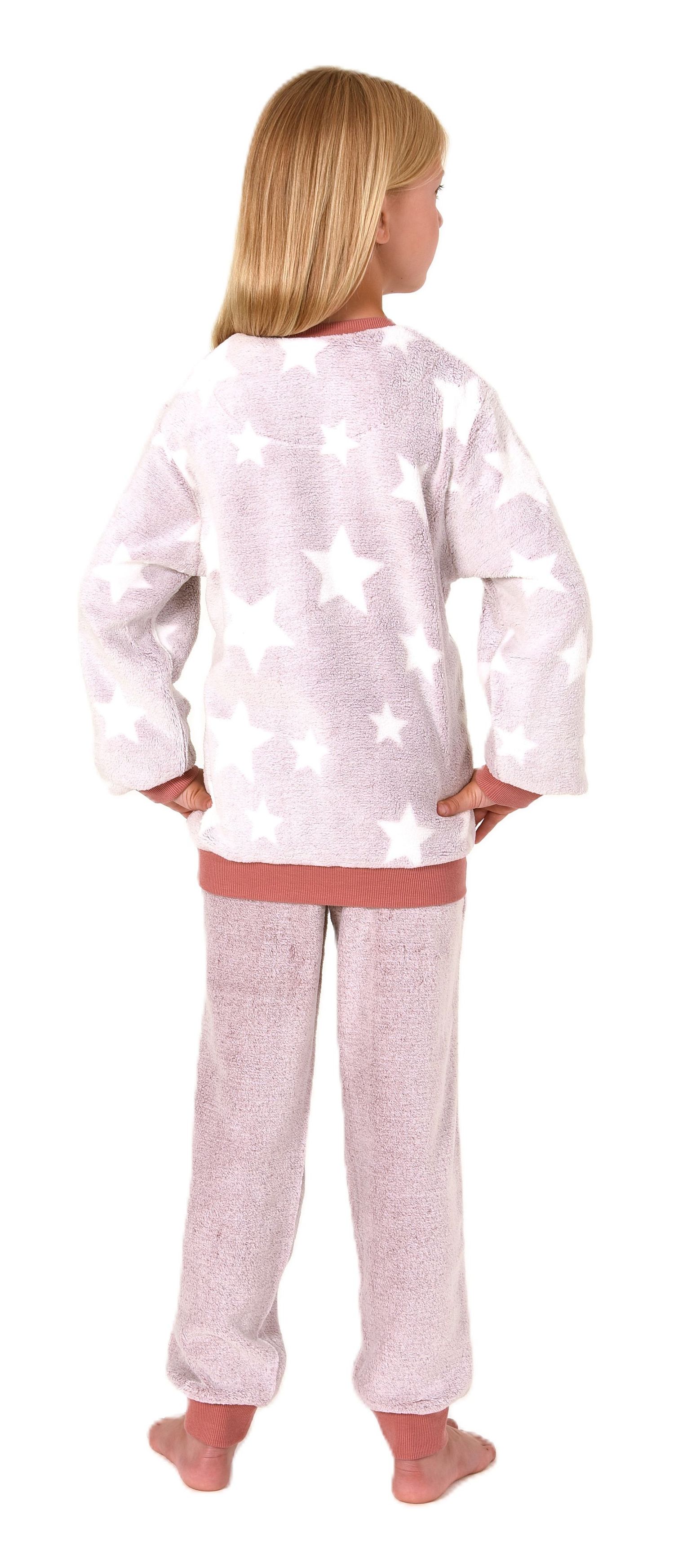 Kuschelig warmer Mädchen Schlafanzug Pyjama aus Coralfleece in Tupfen Optik Kuschelig warmer Mädchen Schlafanzug Pyjama aus Coralfleece in Tupfen Optik