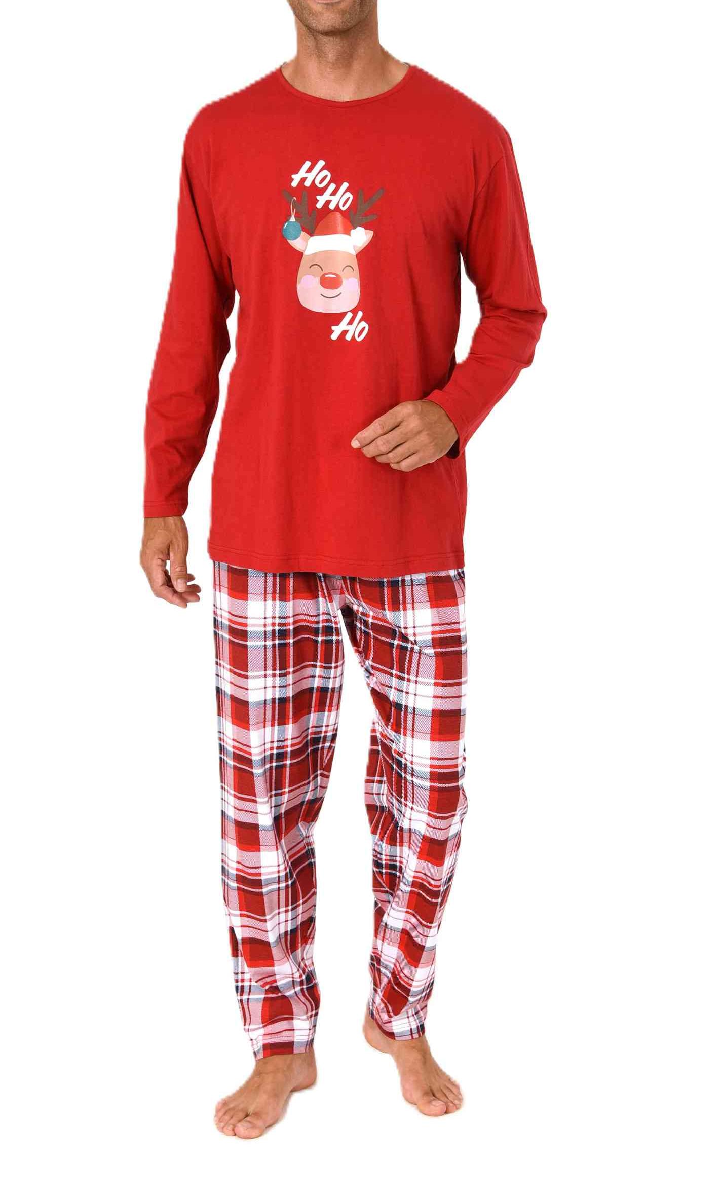Normann Herren langarm Weihnachts Schlafanzug Pyjama mit lustigen Renntier Motiv Normann Herren langarm Weihnachts Schlafanzug Pyjama mit lustigen Renntier Motiv