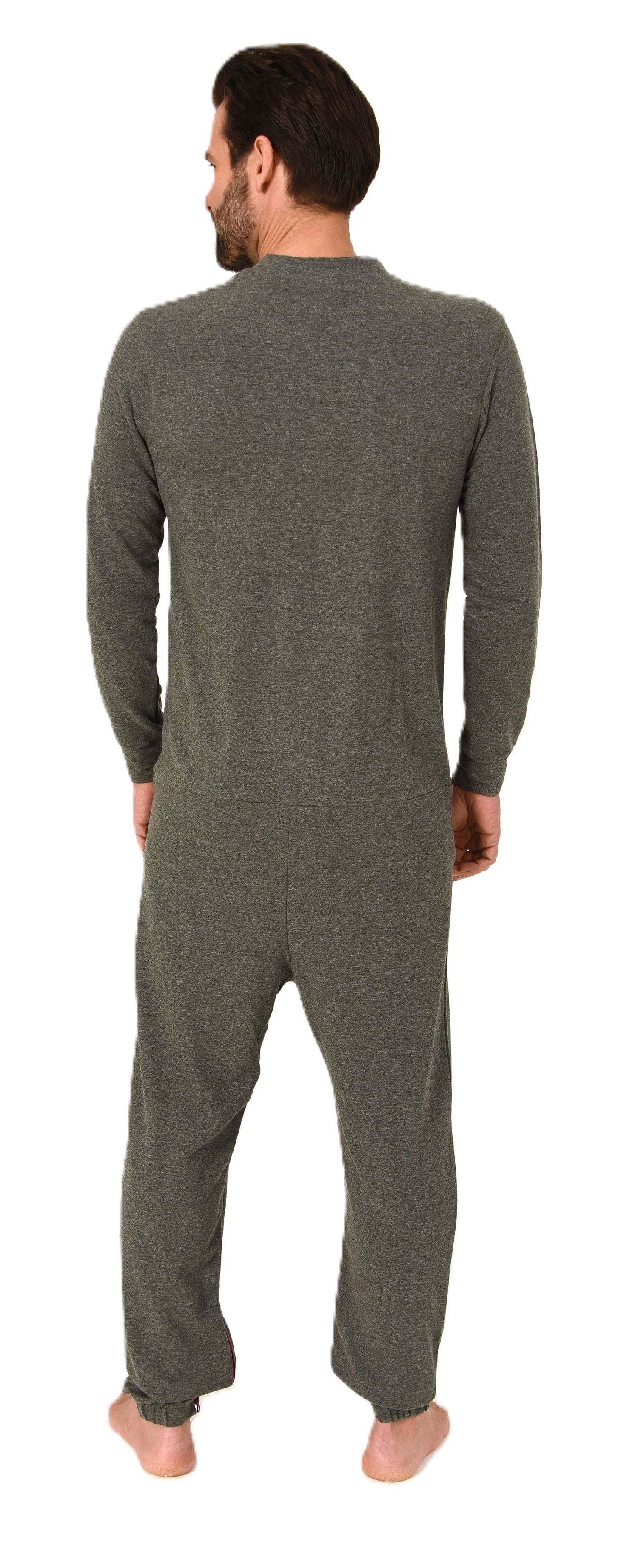 Herren Pflegeoverall langarm Einteiler Schlafanzug mit Reissverschluss Vorne und am Bein