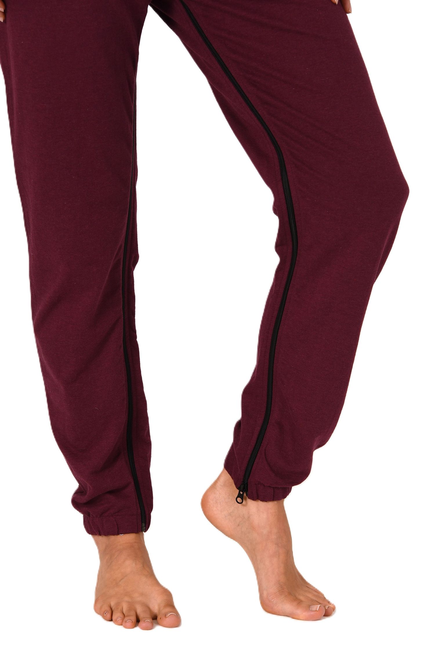 Damen Pflegeoverall langarm Einteiler Schlafanzug mit Reissverschluss Vorne und am Bein