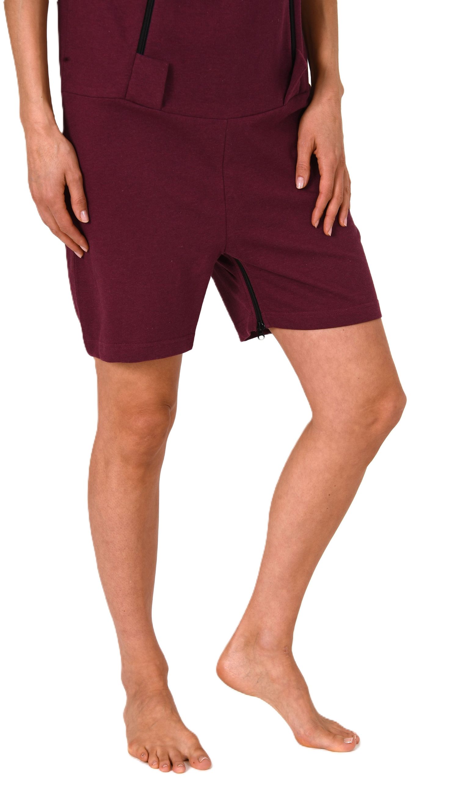 Damen Pflegeoverall kurzarm Einteiler Schlafanzug mit Reissverschluss Vorne und am Bein Damen Pflegeoverall kurzarm Einteiler Schlafanzug mit Reissverschluss Vorne und am Bein