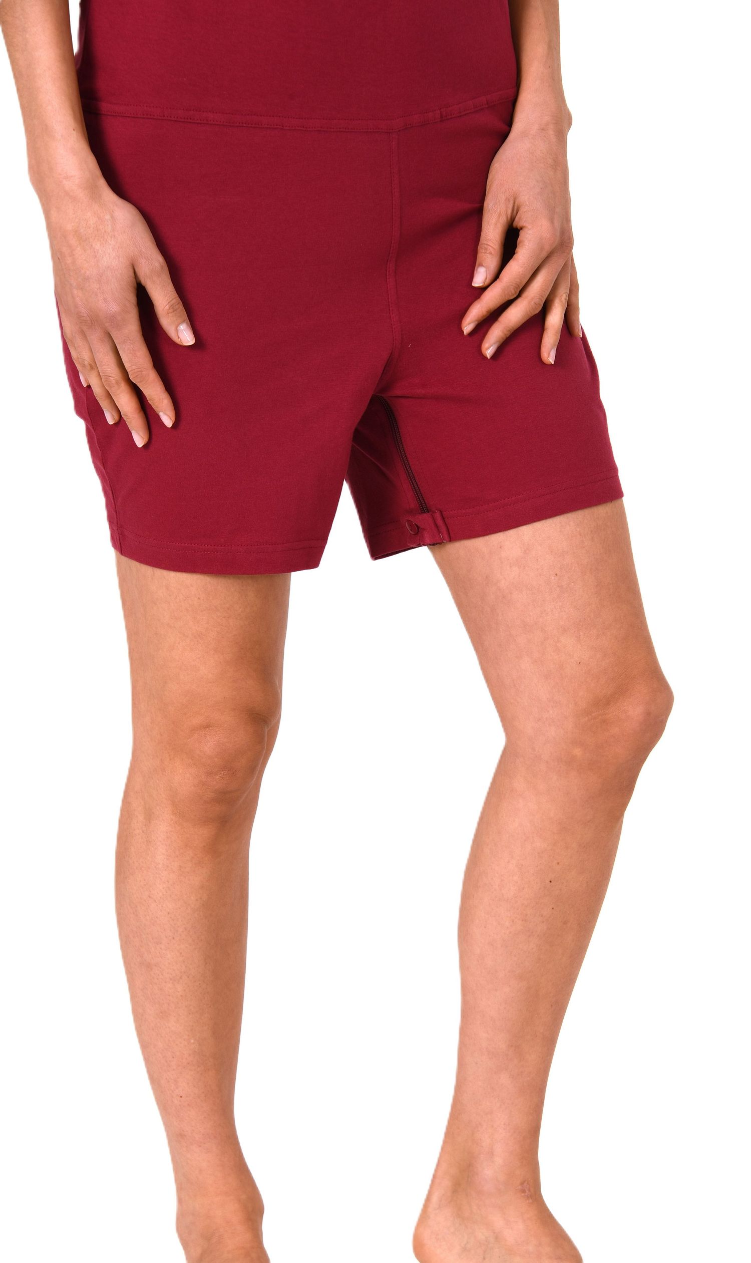 Damen Pflegeoverall kurzarm Einteiler Schlafanzug mit Reißverschluss am Bein Damen Pflegeoverall kurzarm Einteiler Schlafanzug mit Reißverschluss am Bein