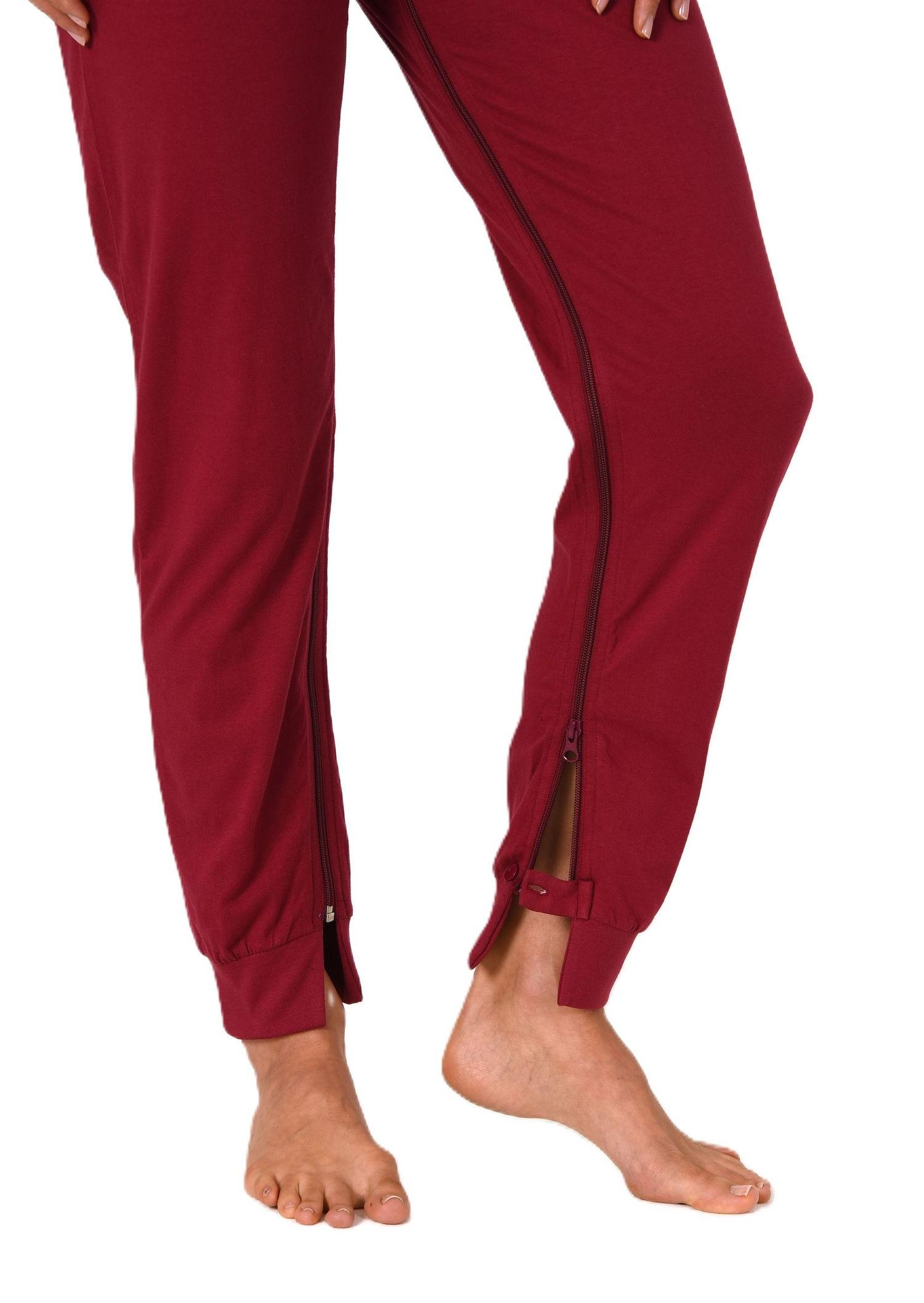 Damen Pflegeoverall langarm Einteiler Schlafanzug mit Reissverschluss am Rücken und Bein Damen Pflegeoverall langarm Einteiler Schlafanzug mit Reissverschluss am Rücken und Bein