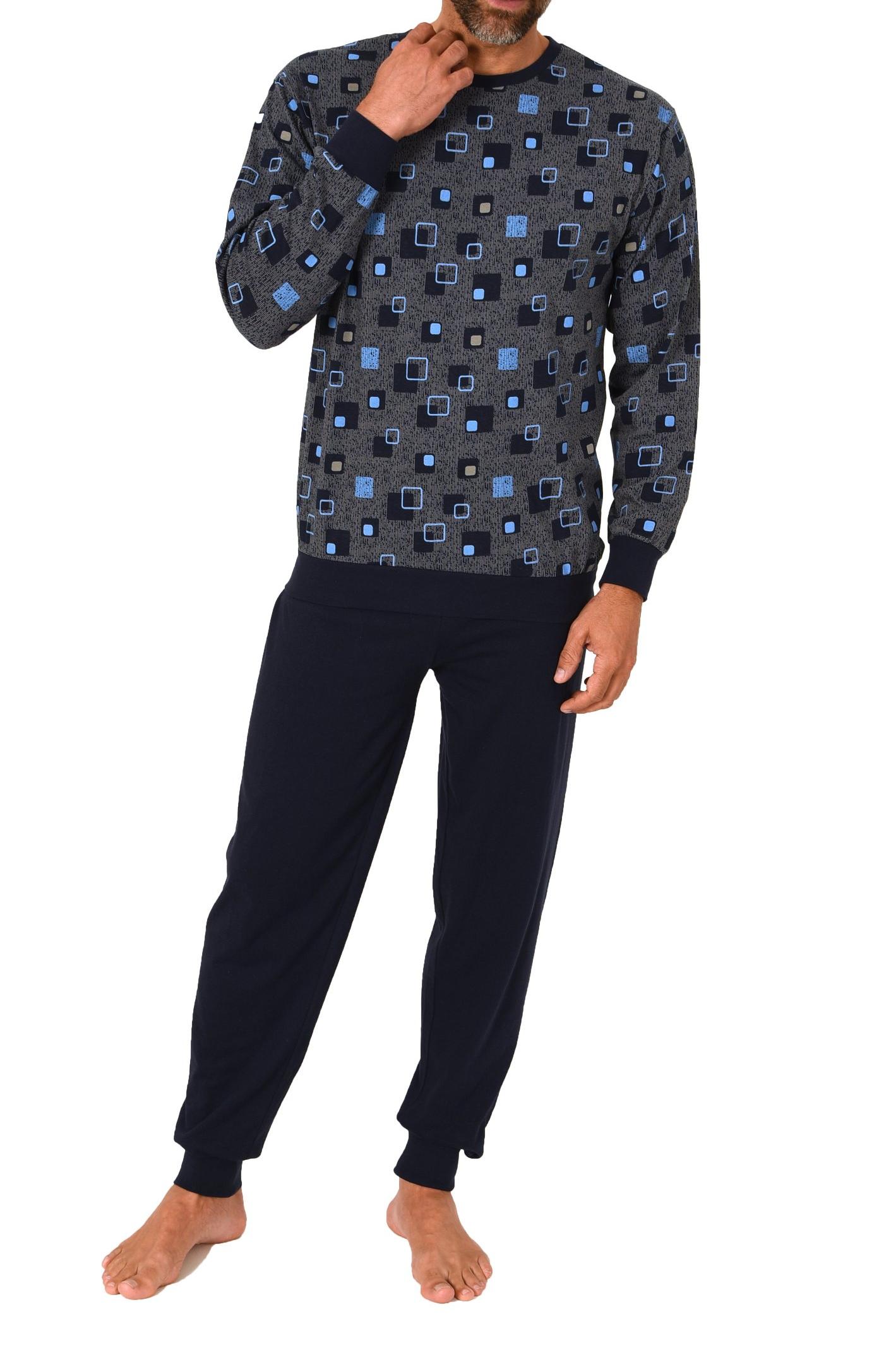 Normann Herren langarm Schlafanzug Pyjama mit Bündchen in eleganter Allover Optik Normann Herren langarm Schlafanzug Pyjama mit Bündchen in eleganter Allover Optik