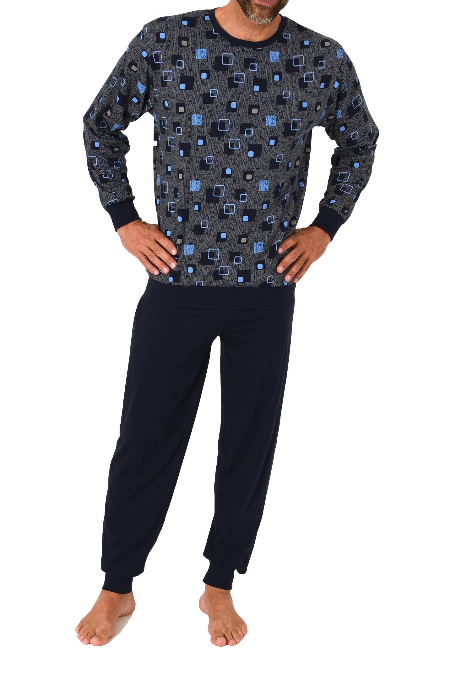 Normann Herren langarm Schlafanzug Pyjama mit Bündchen in eleganter Allover Optik Normann Herren langarm Schlafanzug Pyjama mit Bündchen in eleganter Allover Optik