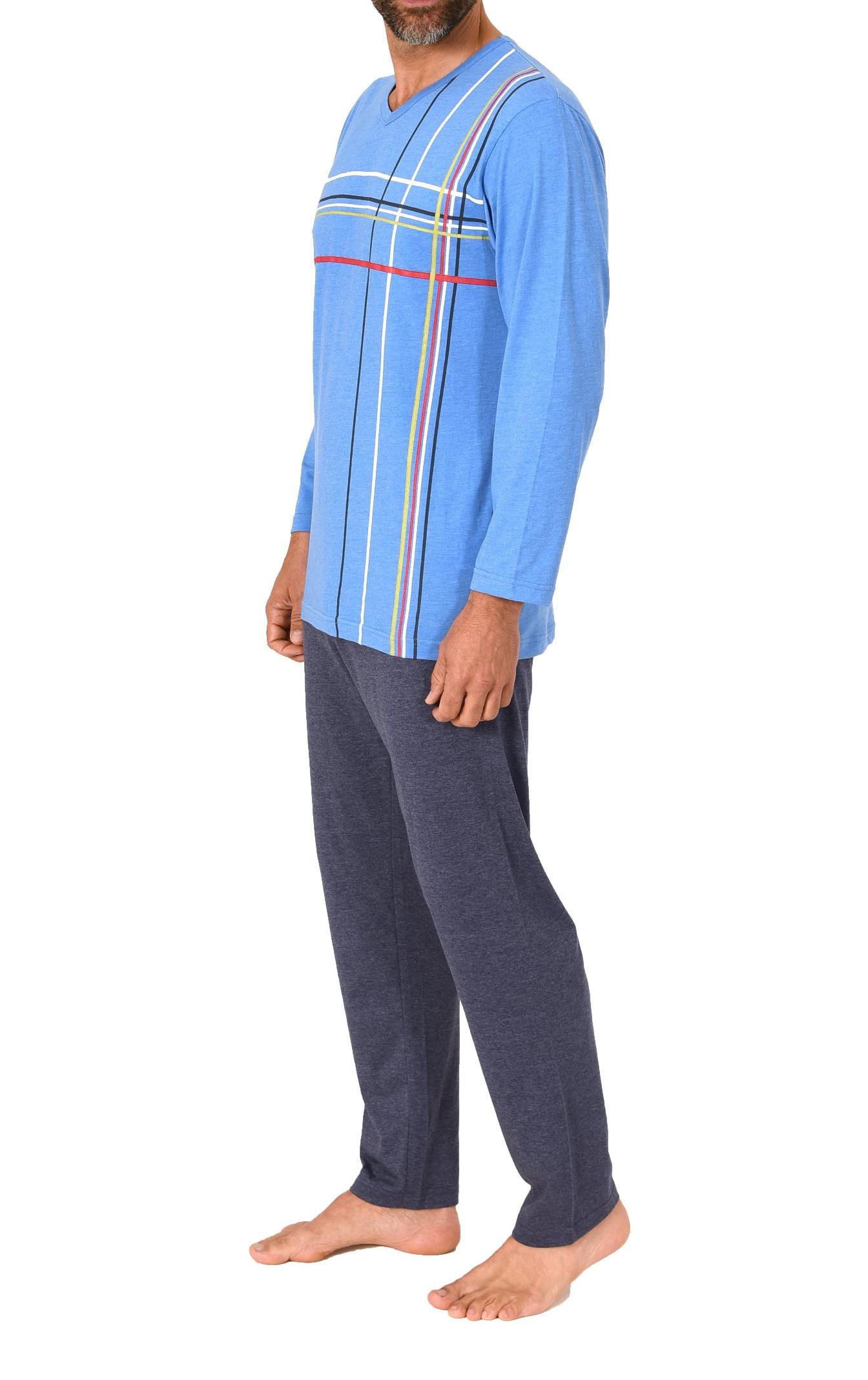 Normann Herren langarm Schlafanzug Pyjama mit eleganten Frontprint im zeitlosen Design