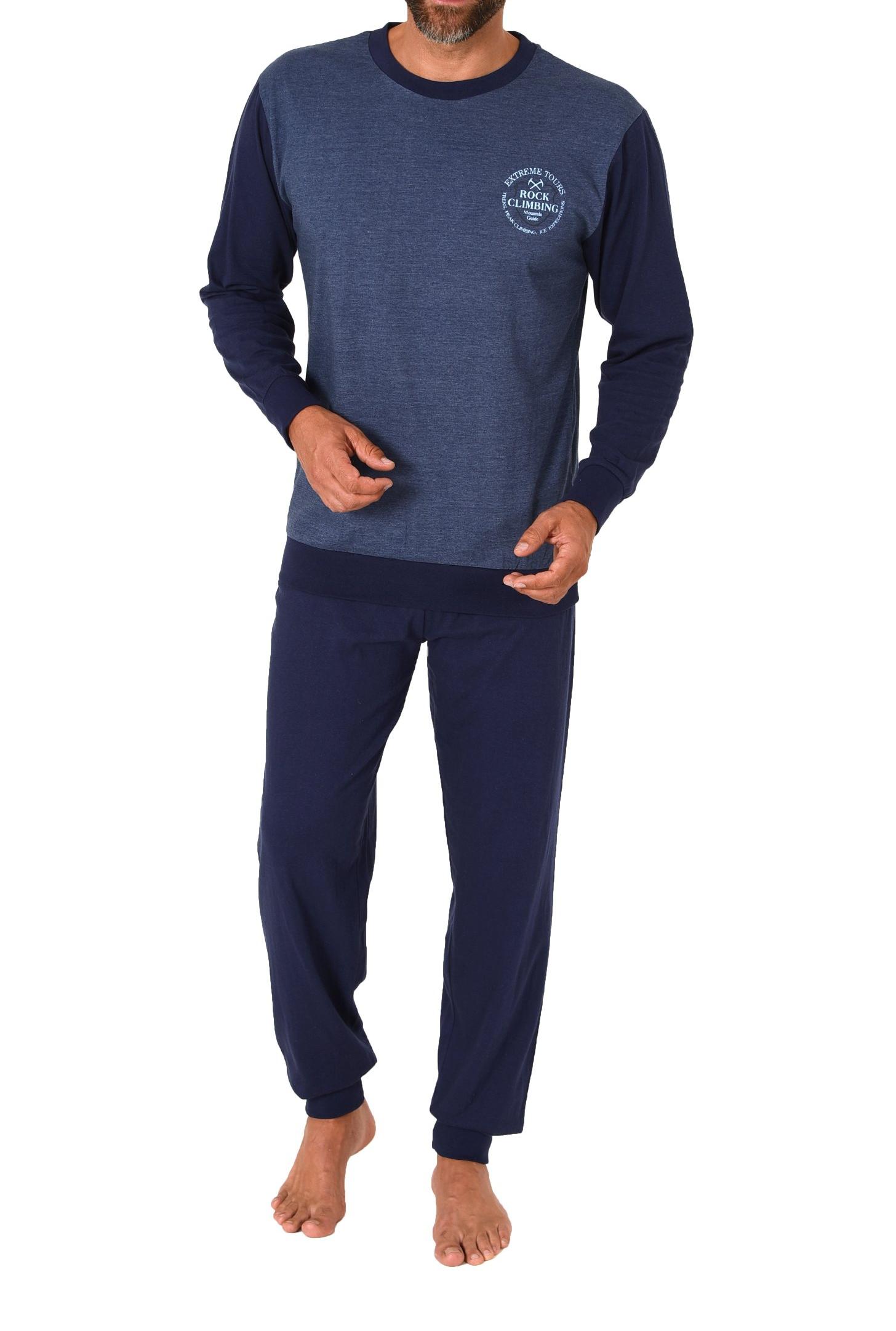 Normann Herren langarm Schlafanzug Pyjama mit Bündchen in eleganter Optik