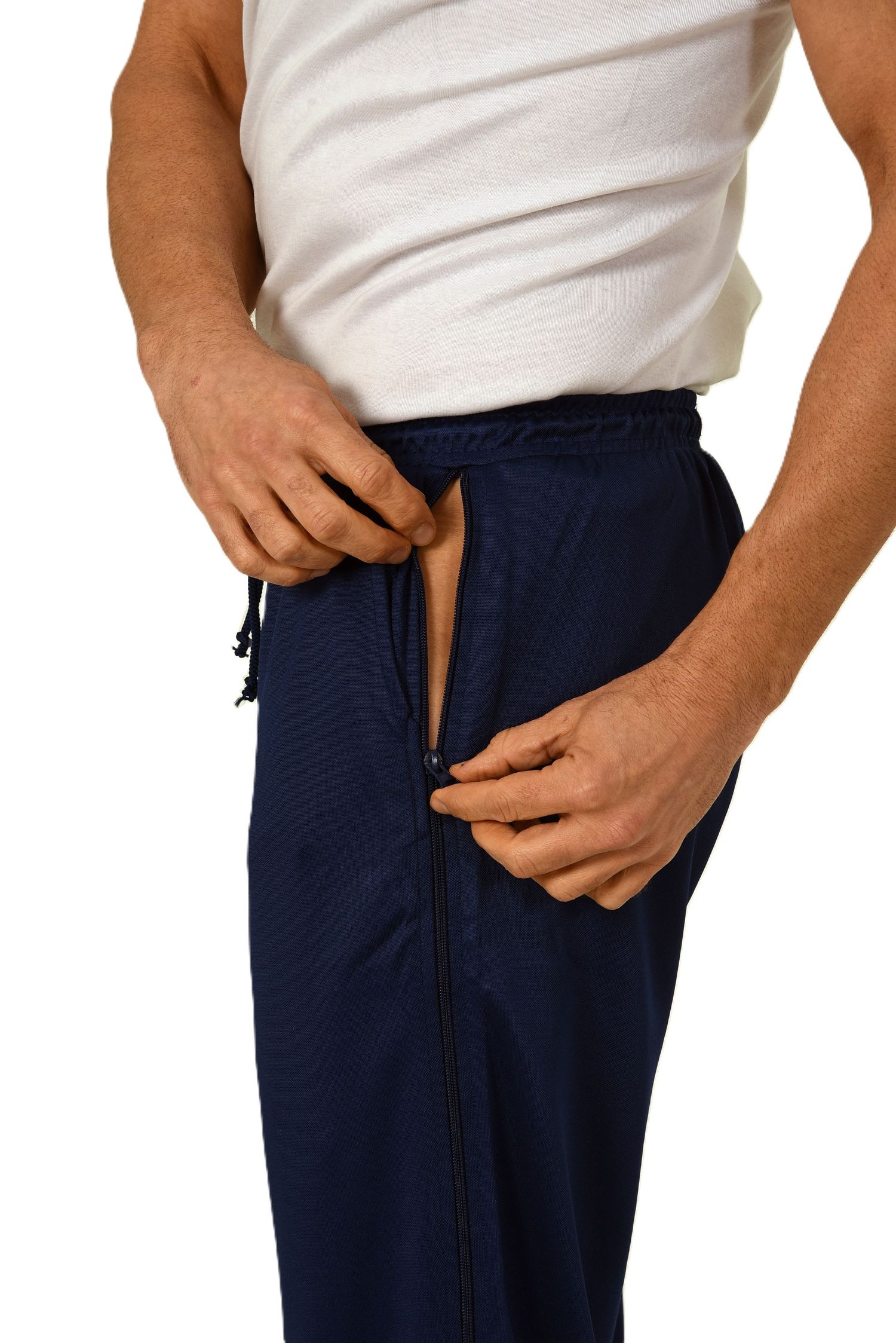 Herren Rehahose mit seitlichen Reißverschluß Jogginghose für Reha, Physio, Gipsbein