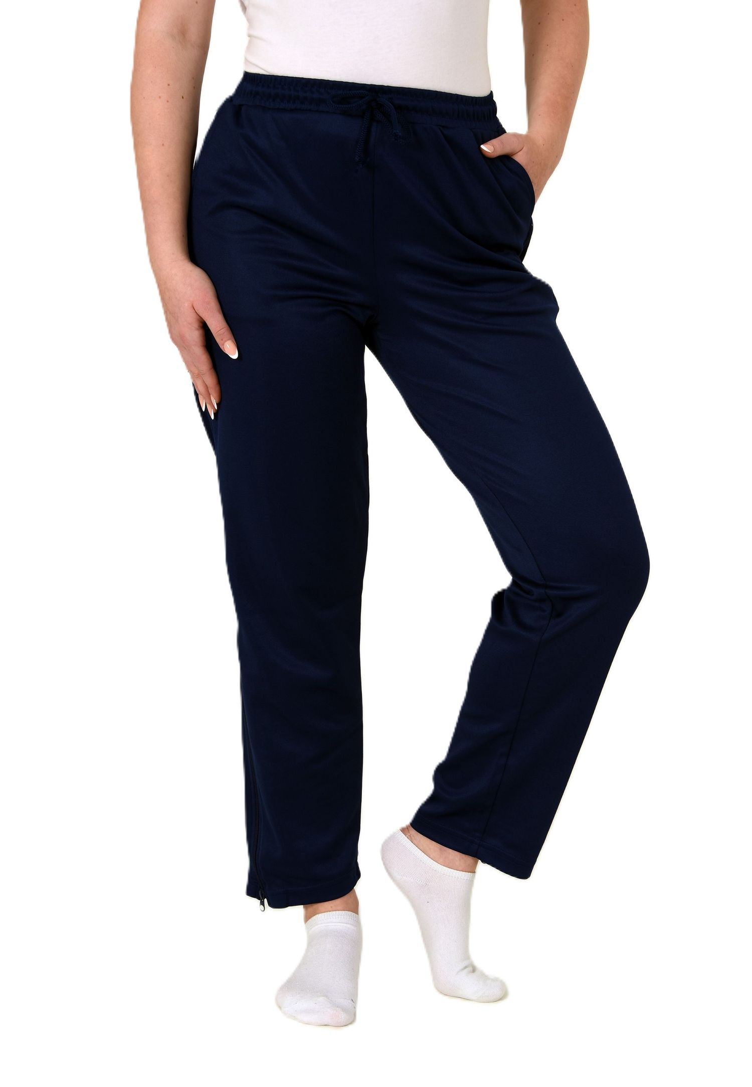 Damen Rehahose mit seitlichen Reißverschluß Jogginghose für Reha, Physio, Gipsbein