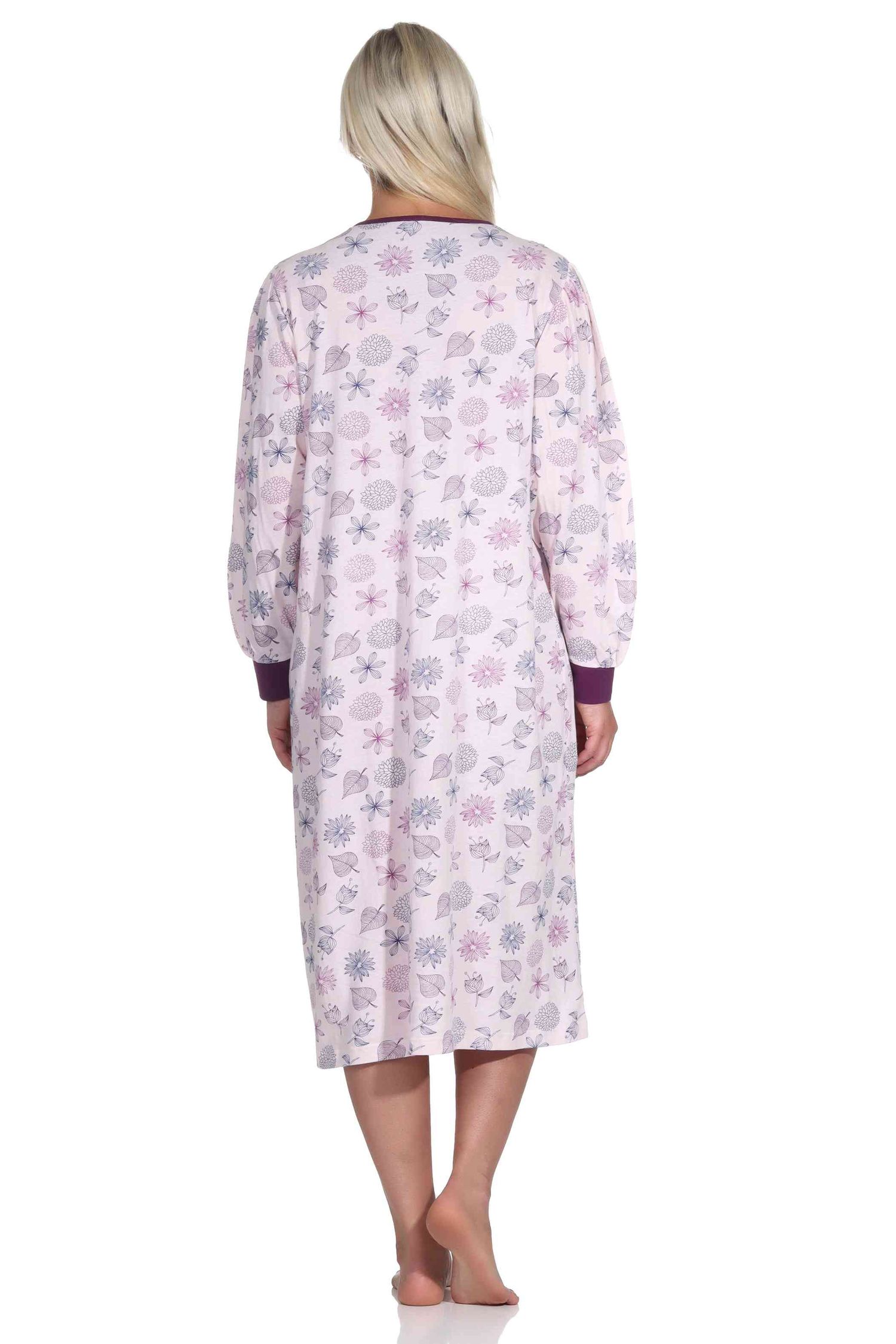 Damen langarm Nachthemd im klassischen fraulichen Design mit Knopfleiste am Hals Normann Damen langarm Nachthemd im klassischen fraulichen Design mit Knopfleiste am Hals