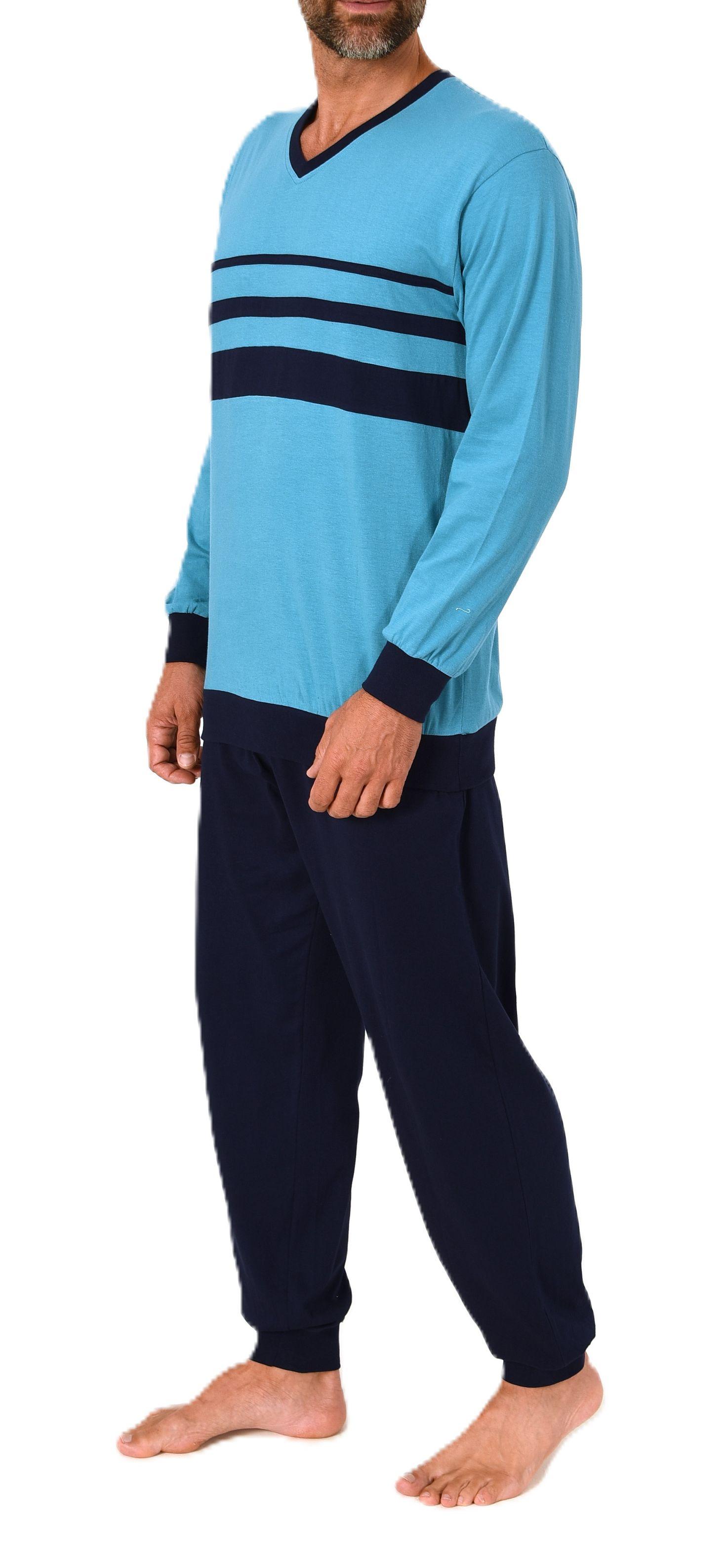 Normann Herren Schlafanzug lang Pyjama mit eleganten Front-Streifen – auch in Übergröße Normann Herren Schlafanzug lang Pyjama mit eleganten Front-Streifen – auch in Übergröße
