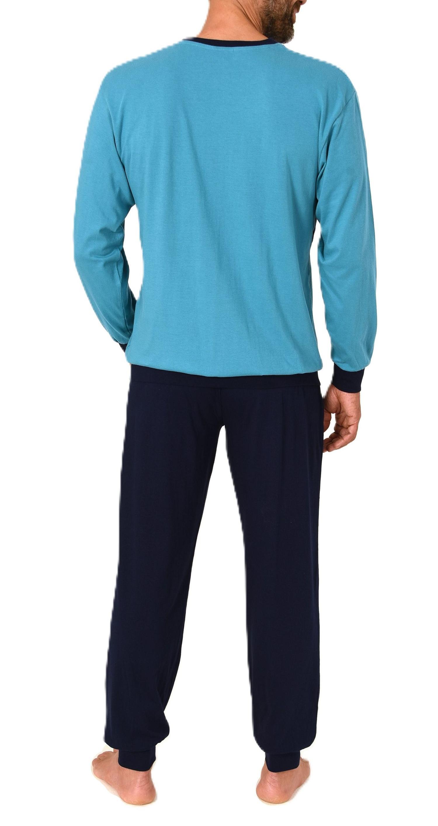 Normann Herren Schlafanzug lang Pyjama mit eleganten Front-Streifen – auch in Übergröße Normann Herren Schlafanzug lang Pyjama mit eleganten Front-Streifen – auch in Übergröße