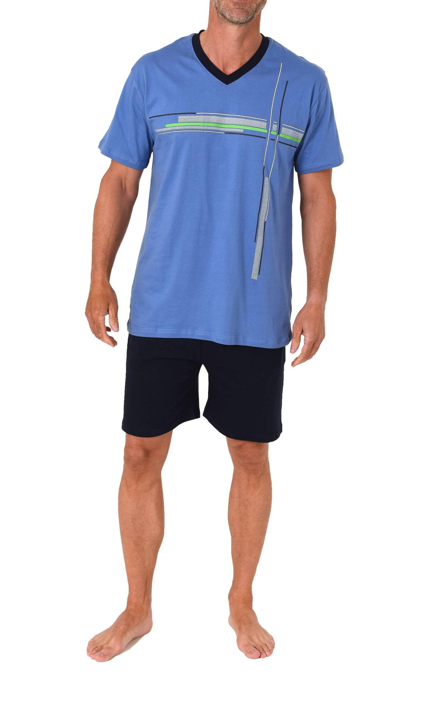 Normann Herren Schlafanzug Shorty kurzarm Pyjama mit edlen Frontprint - auch in Übergröße