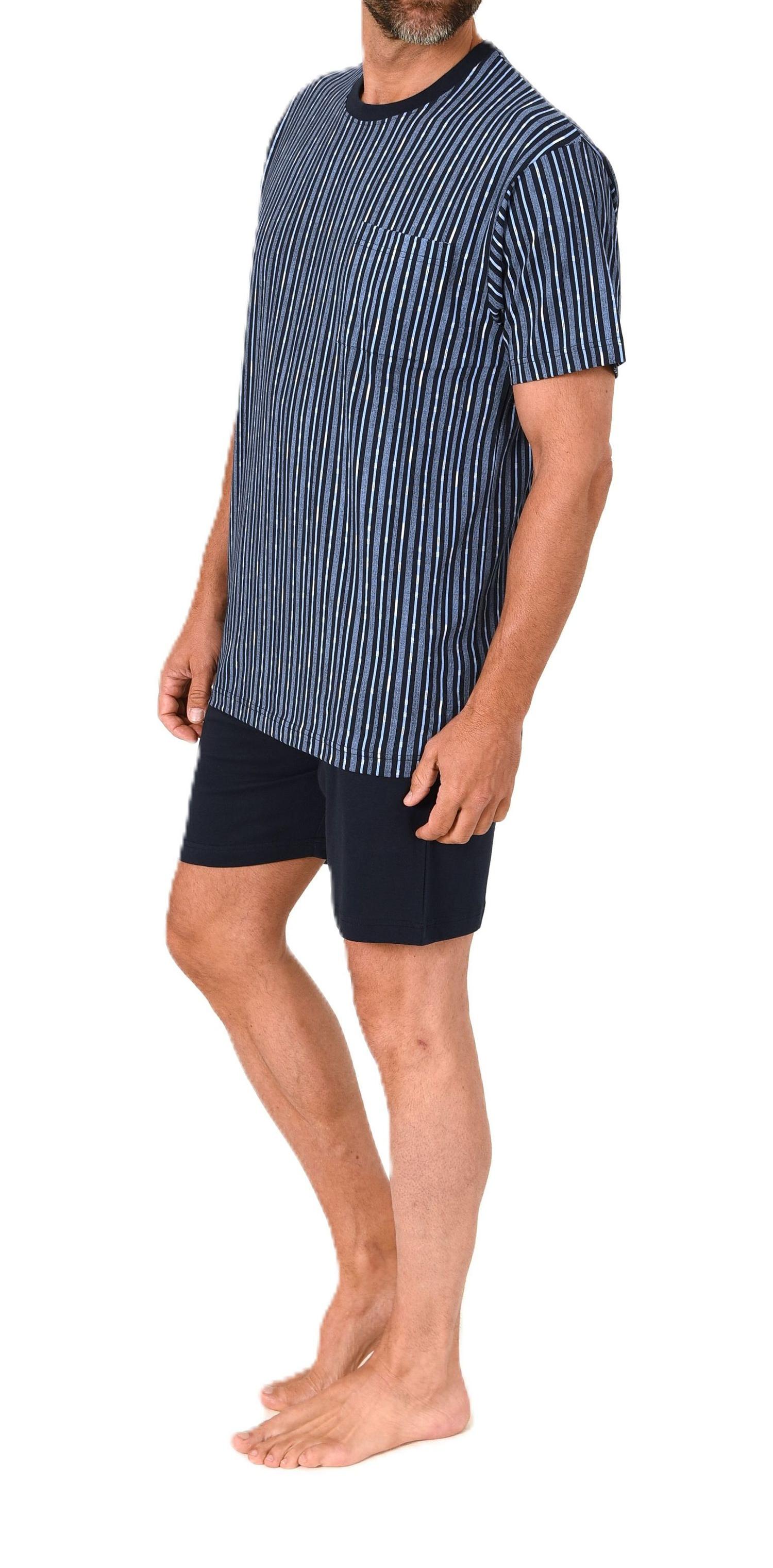 Normann Herren kurzarm Schlafanzug Shorty Pyjama aus Baumwolle