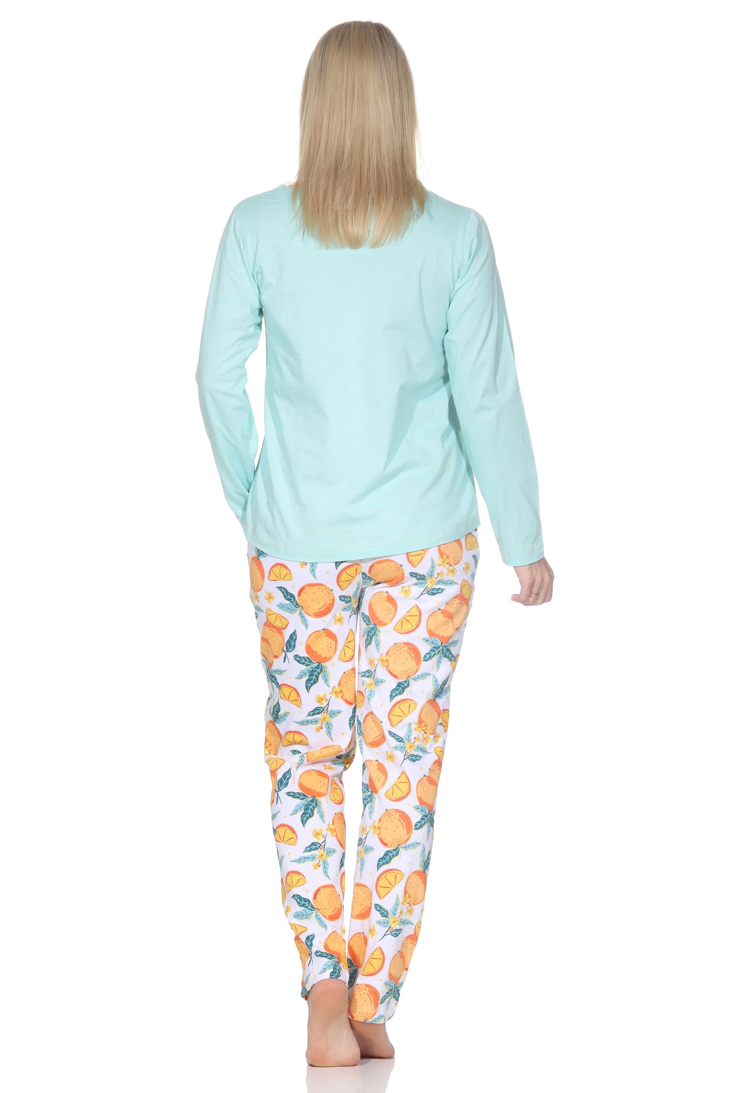 Normann Damen langarm Schlafanzug Pyjama in frischer Optik