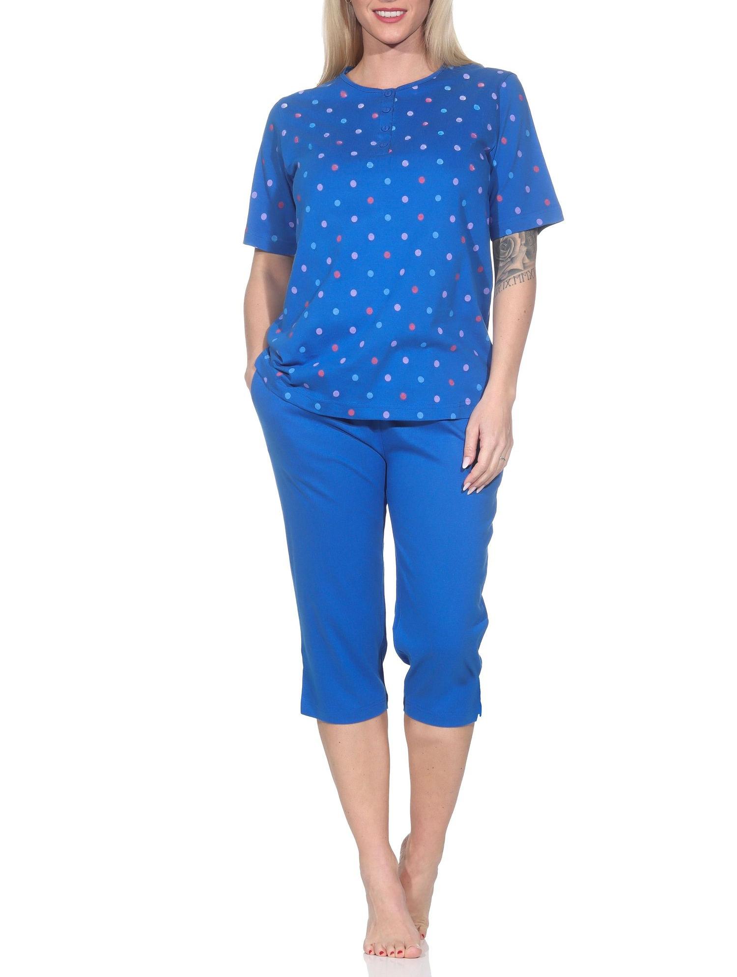 Normann Damen kurzarm Schlafanzug Capri Pyjama in Tupfen-Punkte Optik - auch in Übergröße Normann Damen kurzarm Schlafanzug Capri Pyjama in Tupfen-Punkte Optik - auch in Übergröße