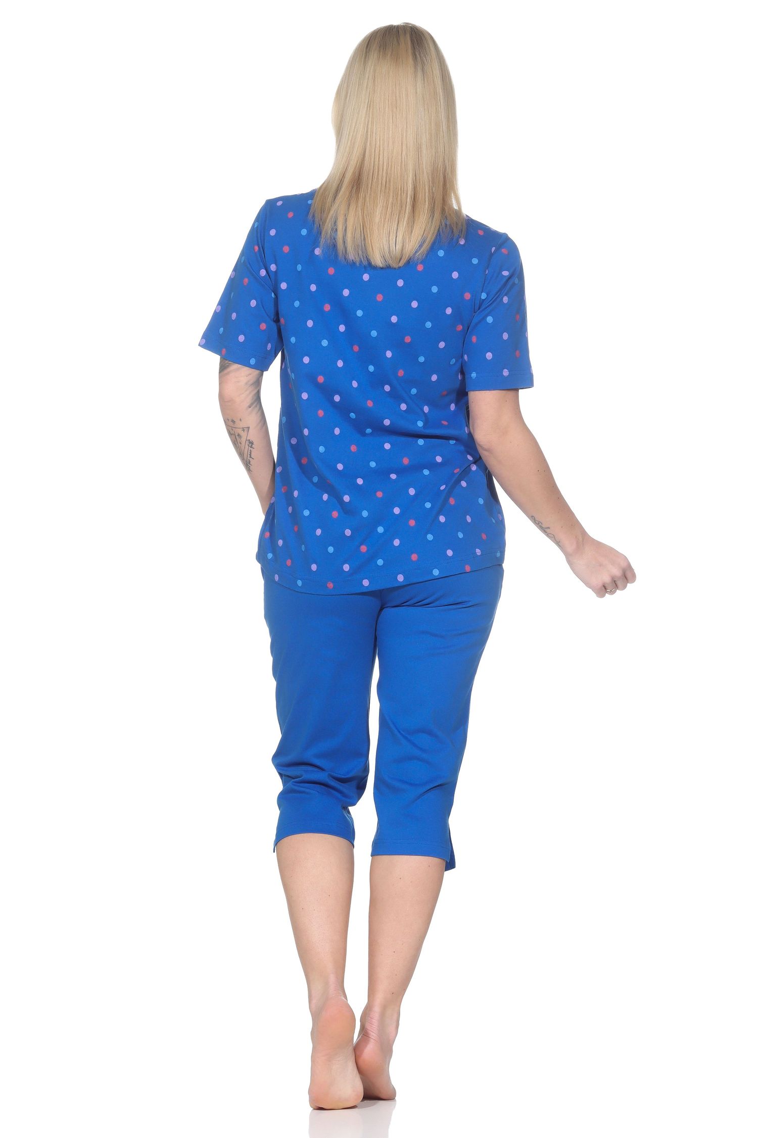 Normann Damen kurzarm Schlafanzug Capri Pyjama in Tupfen-Punkte Optik - auch in Übergröße Normann Damen kurzarm Schlafanzug Capri Pyjama in Tupfen-Punkte Optik - auch in Übergröße