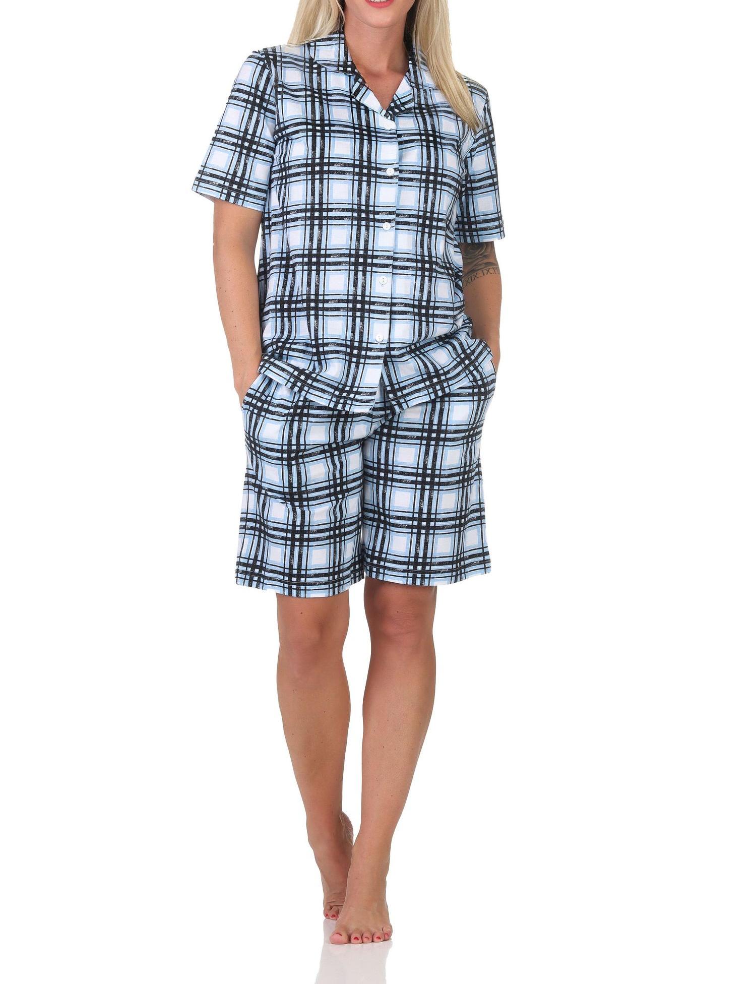 Normann Damen kurzarm Pyjama Shorty zum durchknöpfen in Karo Optik - auch in Übergröße Normann Damen kurzarm Pyjama Shorty zum durchknöpfen in Karo Optik - auch in Übergröße