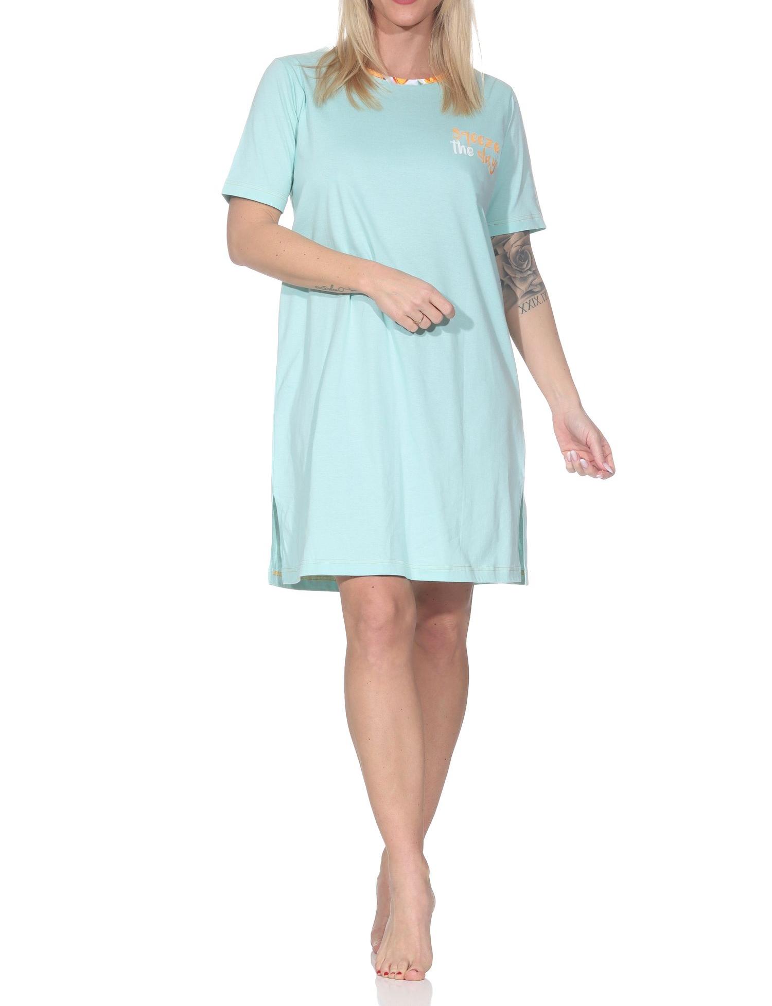 Normann Damen kurzarm Nachthemd in frischer Optik und sommerlichen Look
